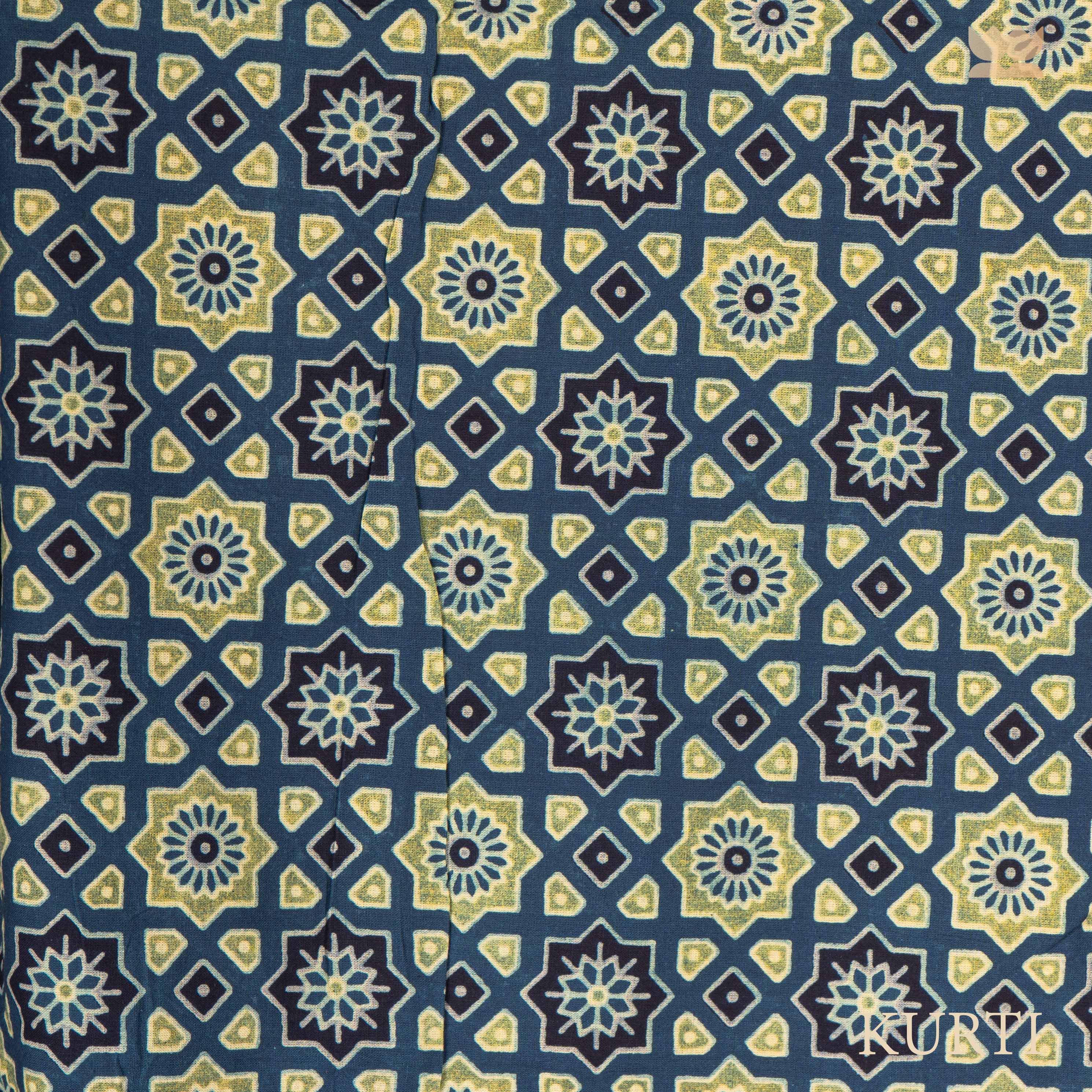 Ajrakh Cotton Suit Set - Indigo