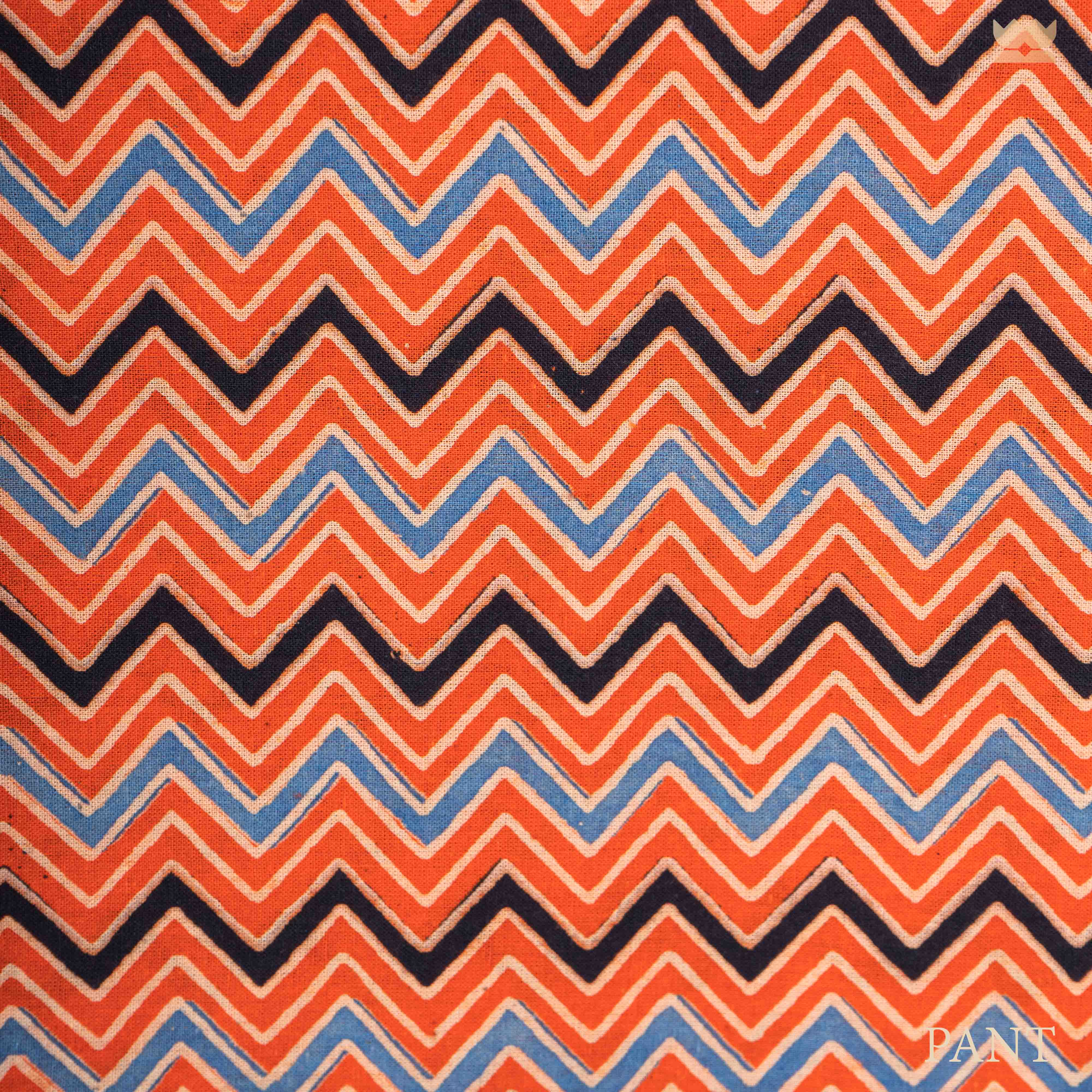 Ajrakh Cotton Suit Set - Orange & Red