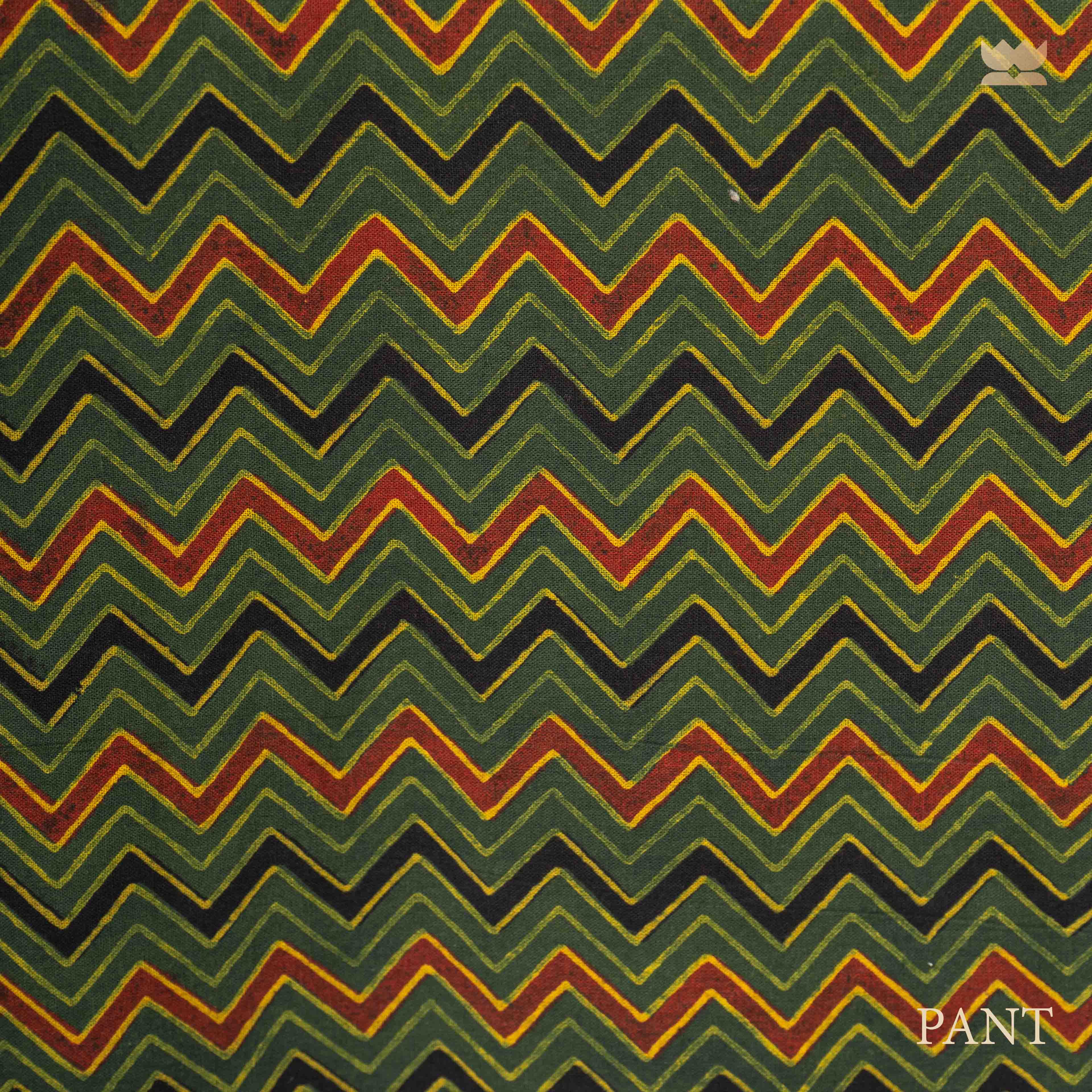 Ajrakh Cotton Suit Set - Yellow & Green