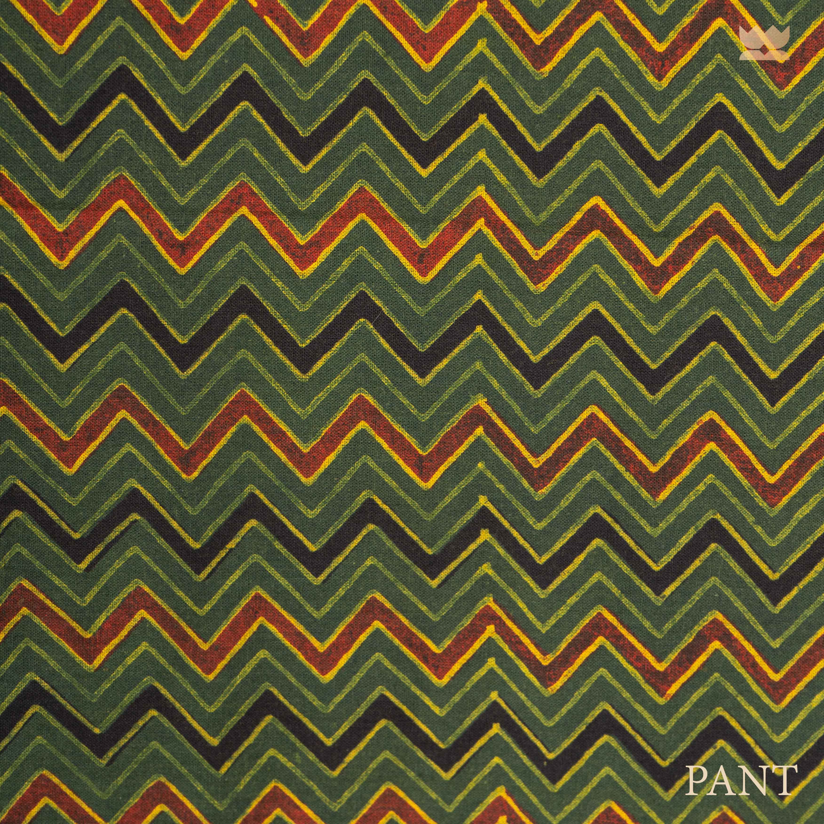 Ajrakh Cotton Suit Set - Yellow & Green