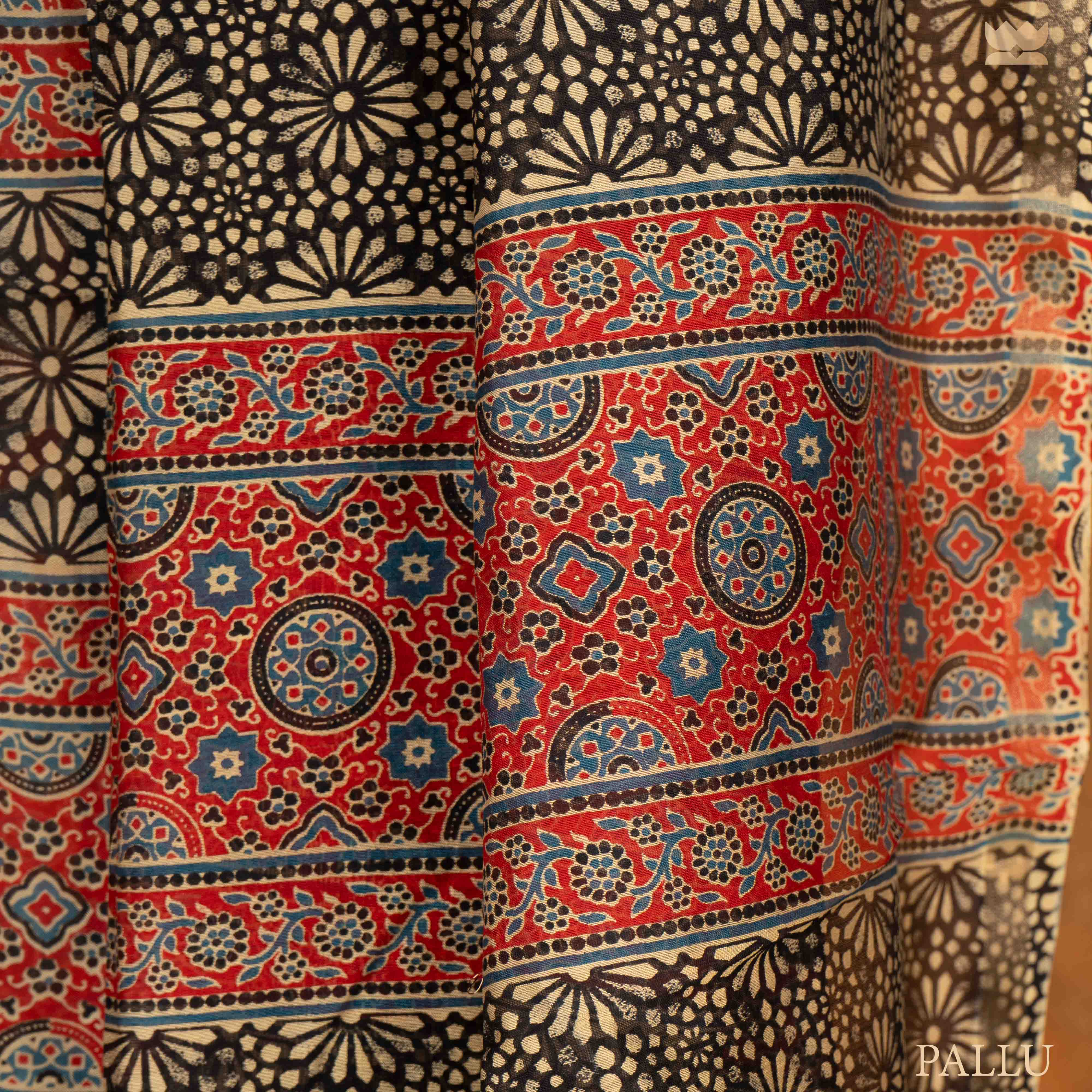 Ajrakh Rustic Harmony Chanderi Cotton Sarees