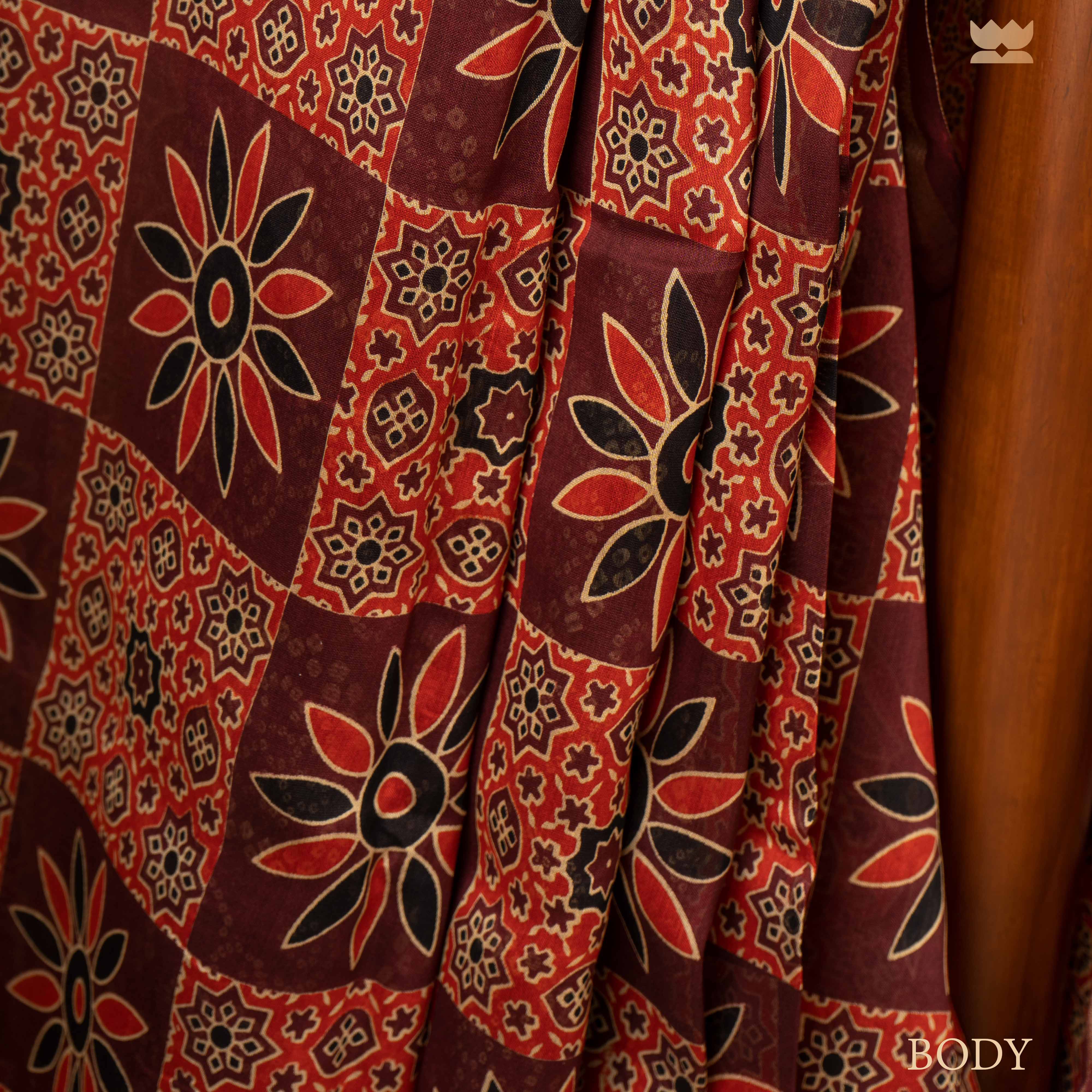 Ajrakh Ocean Eclipse Chanderi Cotton Sarees