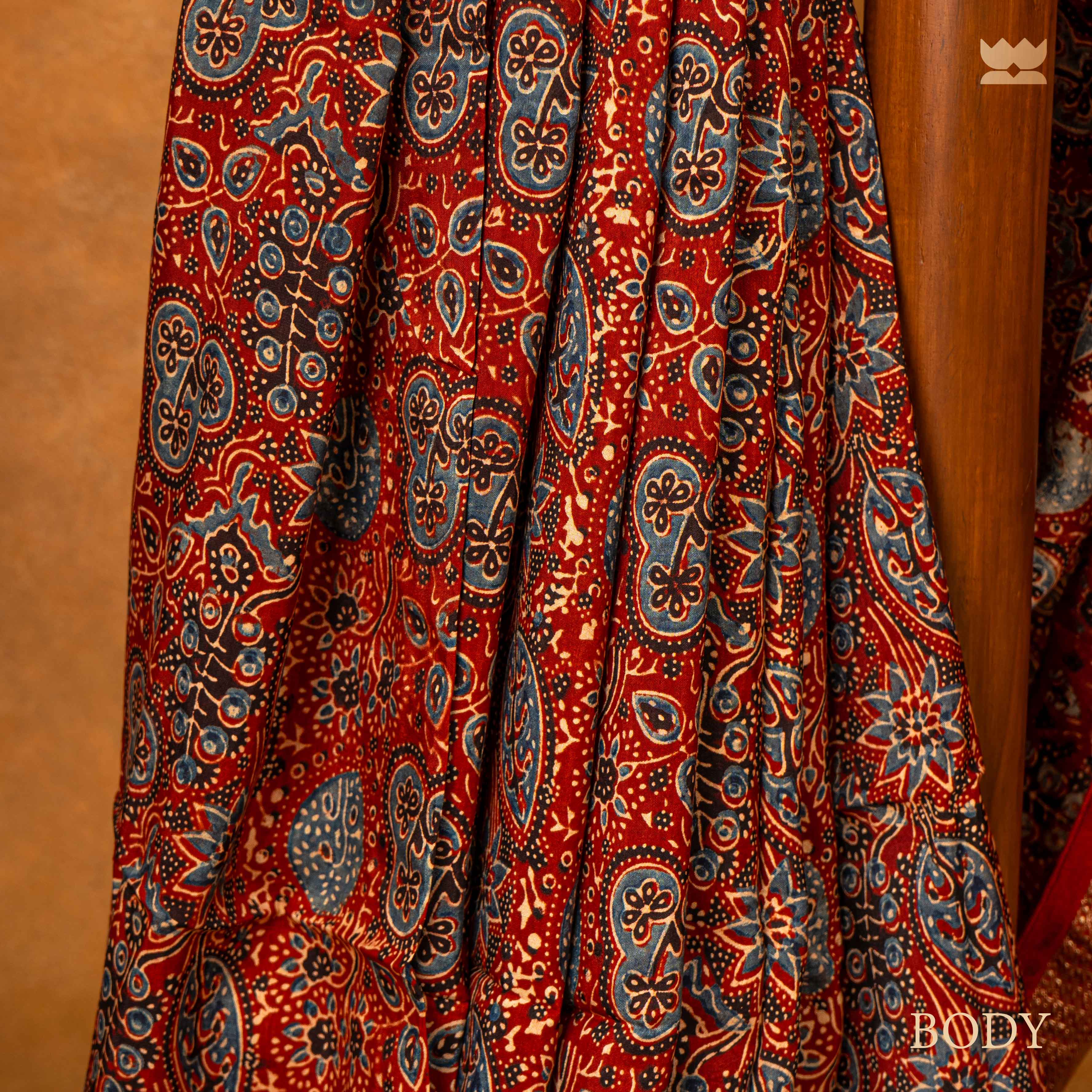 Ajrakh Meadow Glow Dola Silk