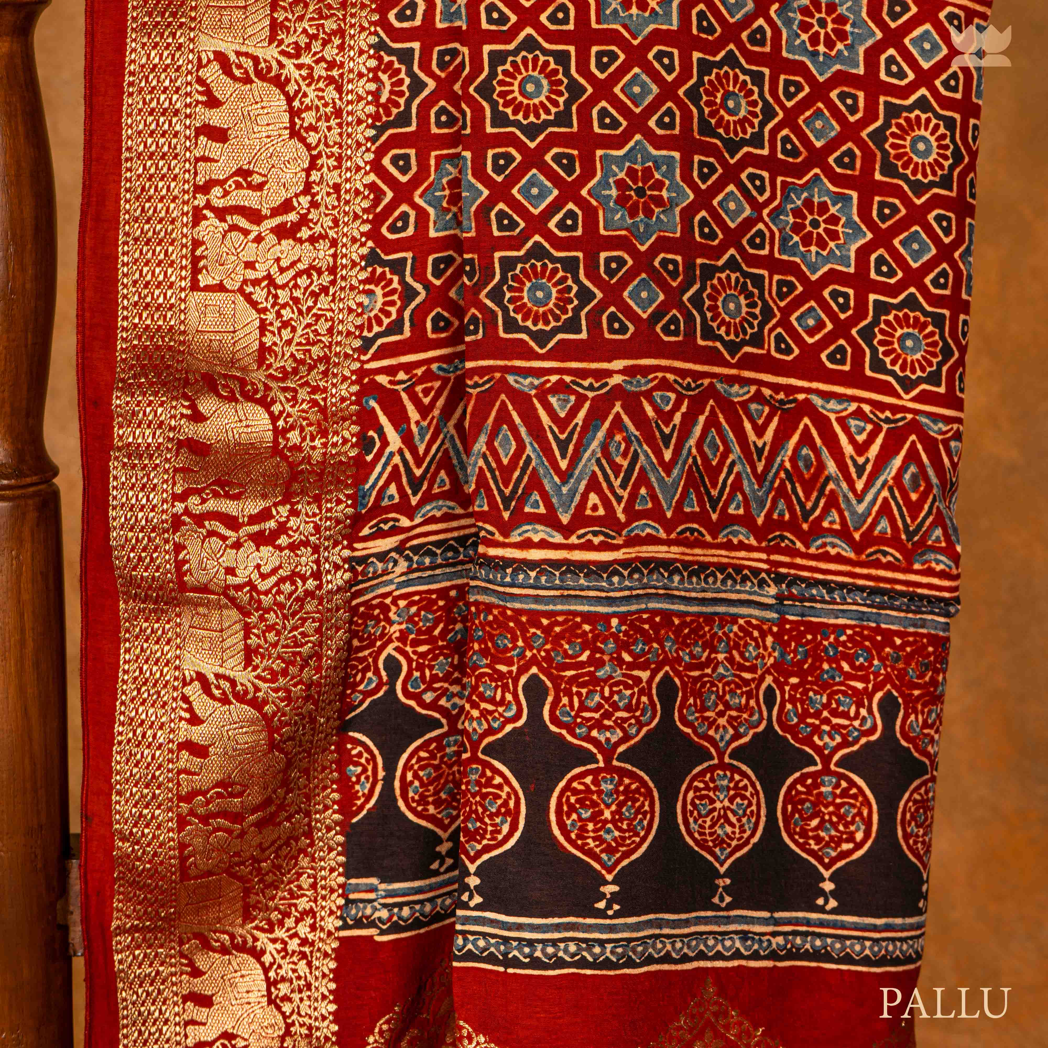 Ajrakh Meadow Glow Dola Silk