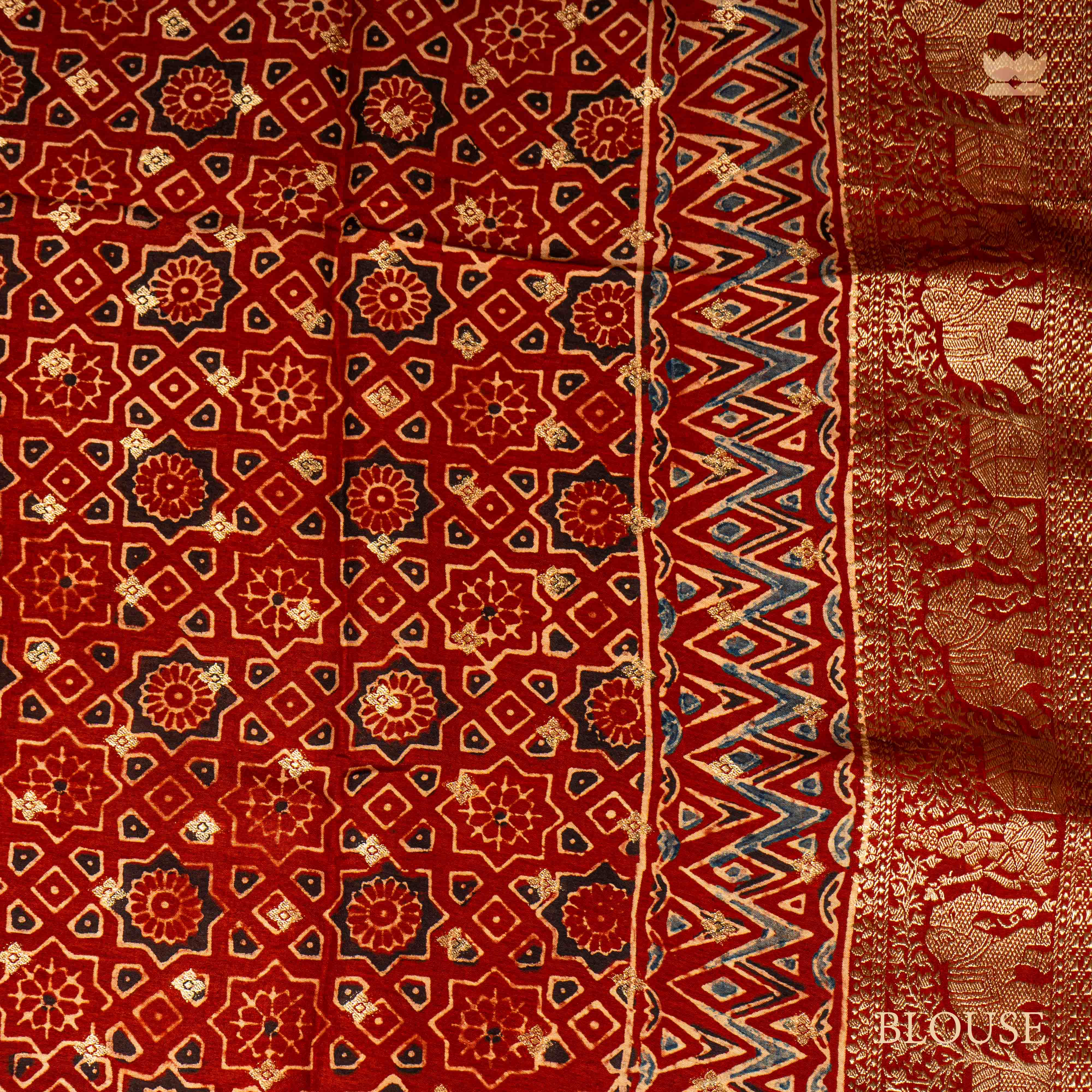 Ajrakh Meadow Glow Dola Silk