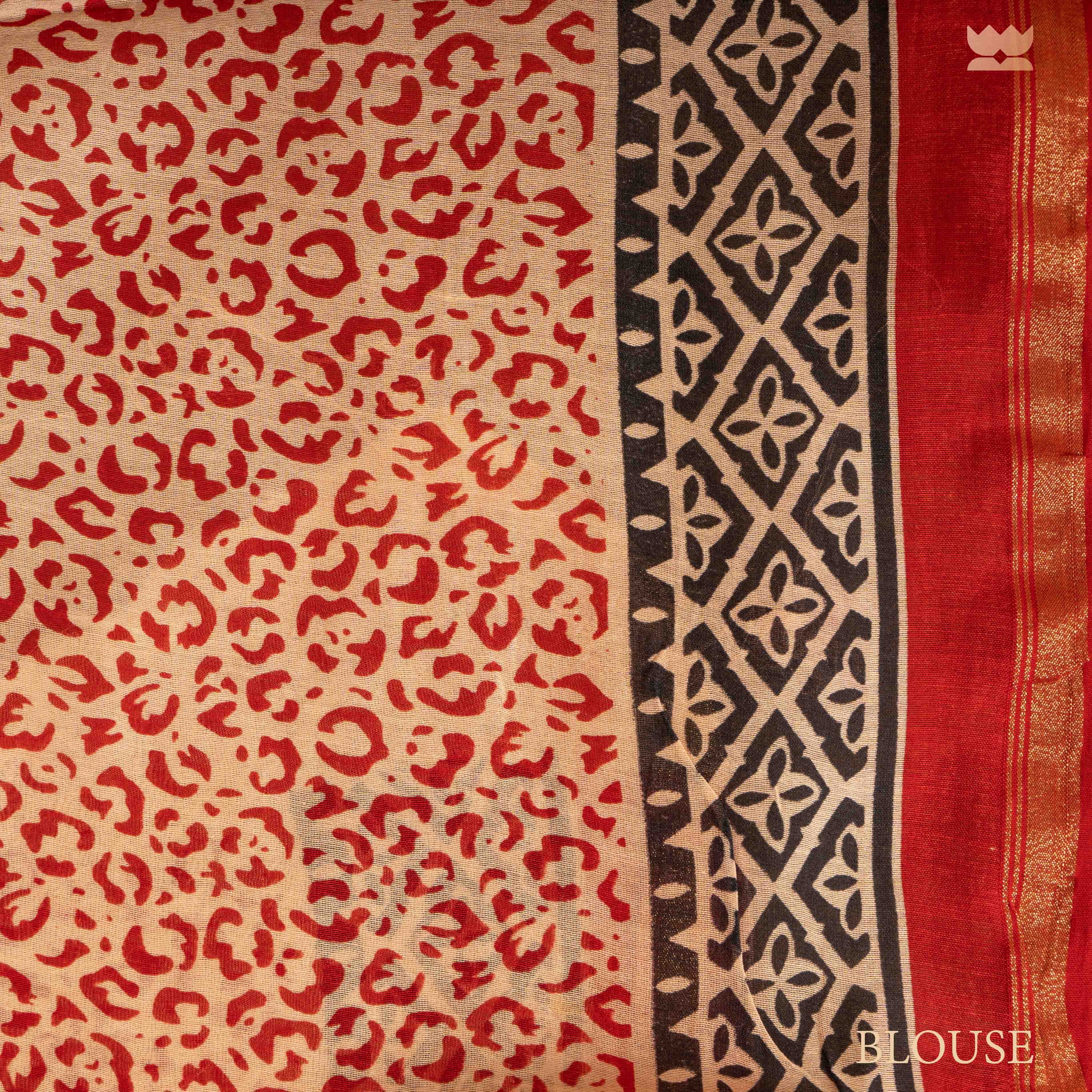 Bagru Crimson Hues Chanderi Cotton Saree