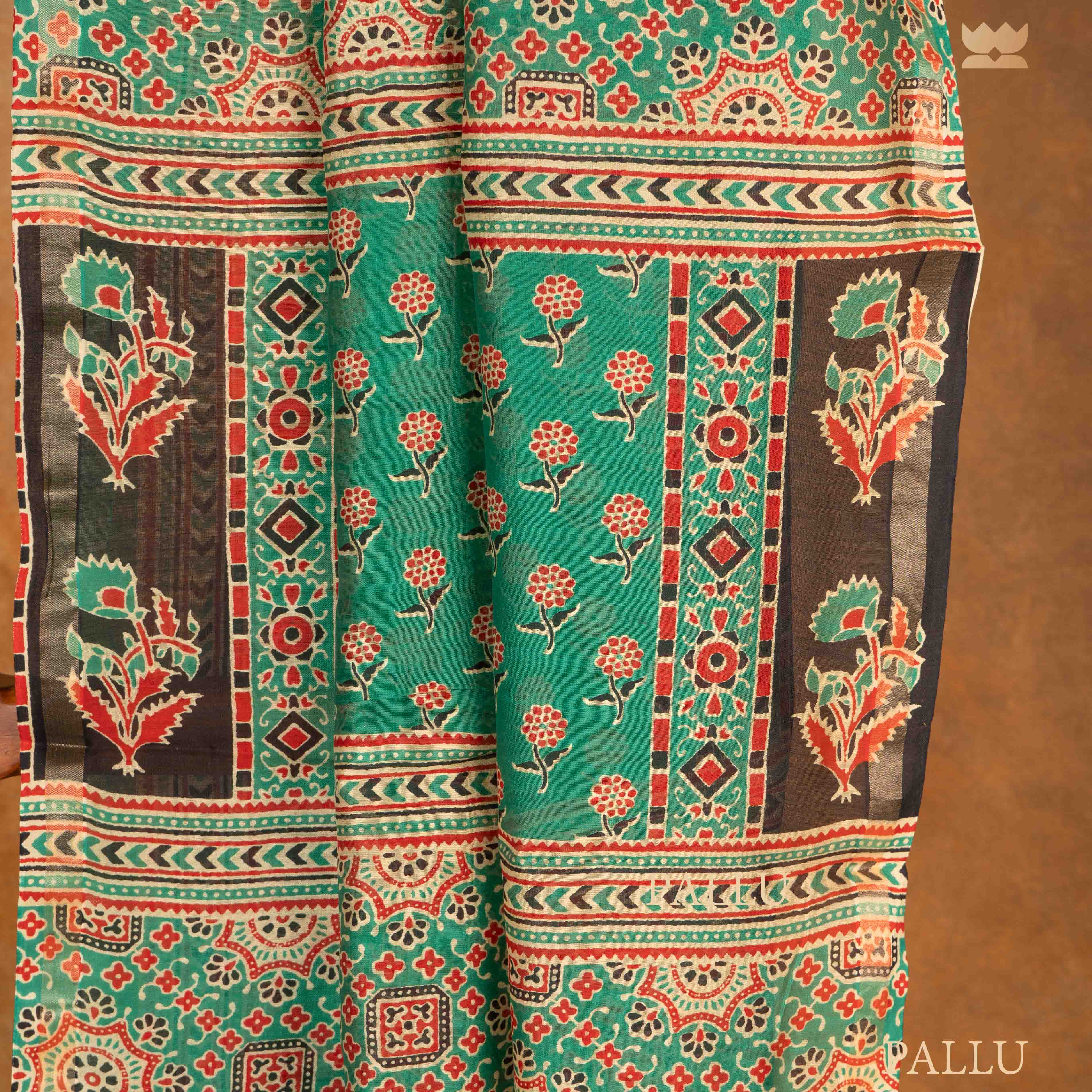 Ajrakh Terra Grace Chanderi Cotton Sarees