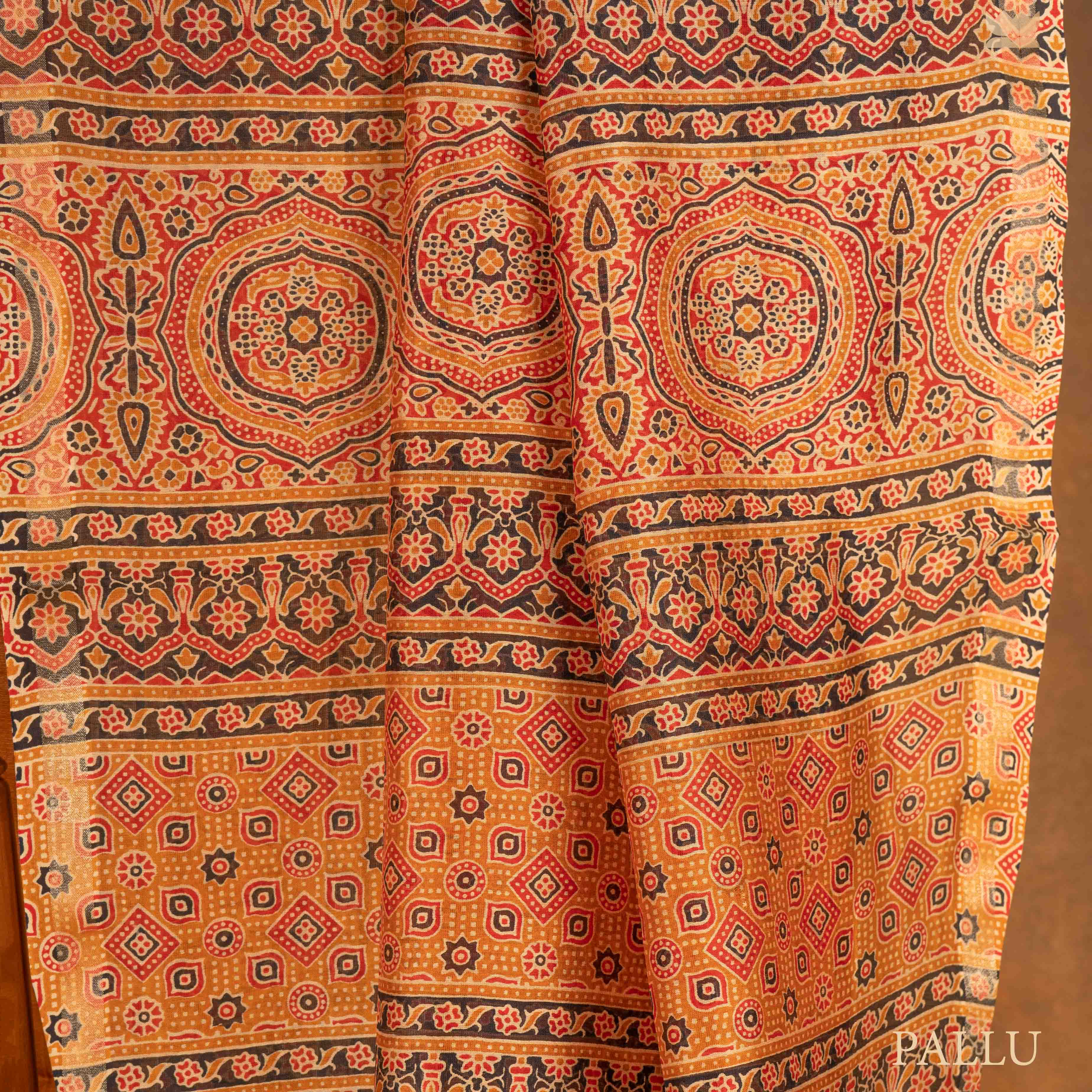 Ajrakh Mystic Vibes Chanderi Cotton Sarees