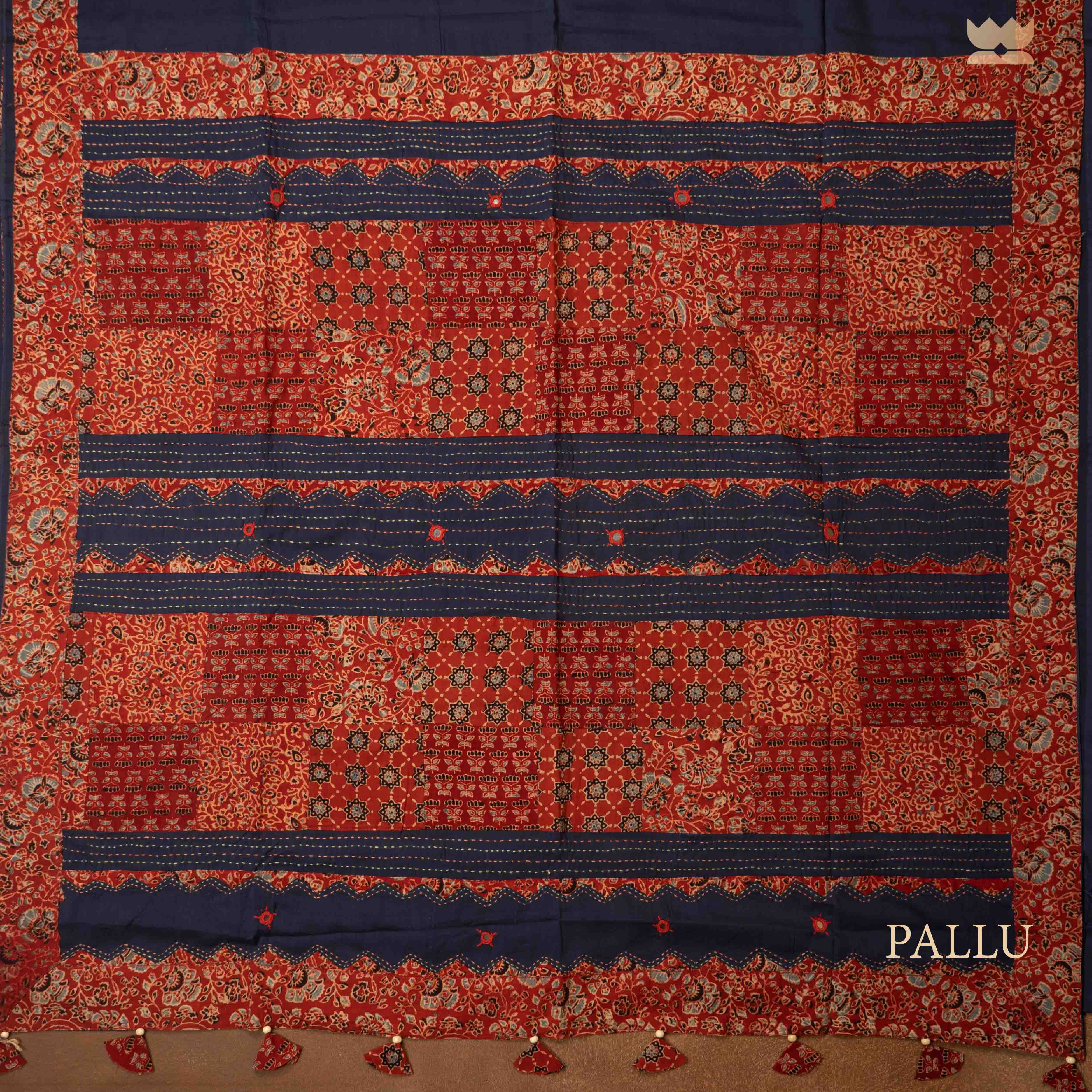 Meera Ajrakh Patchwork Saree
