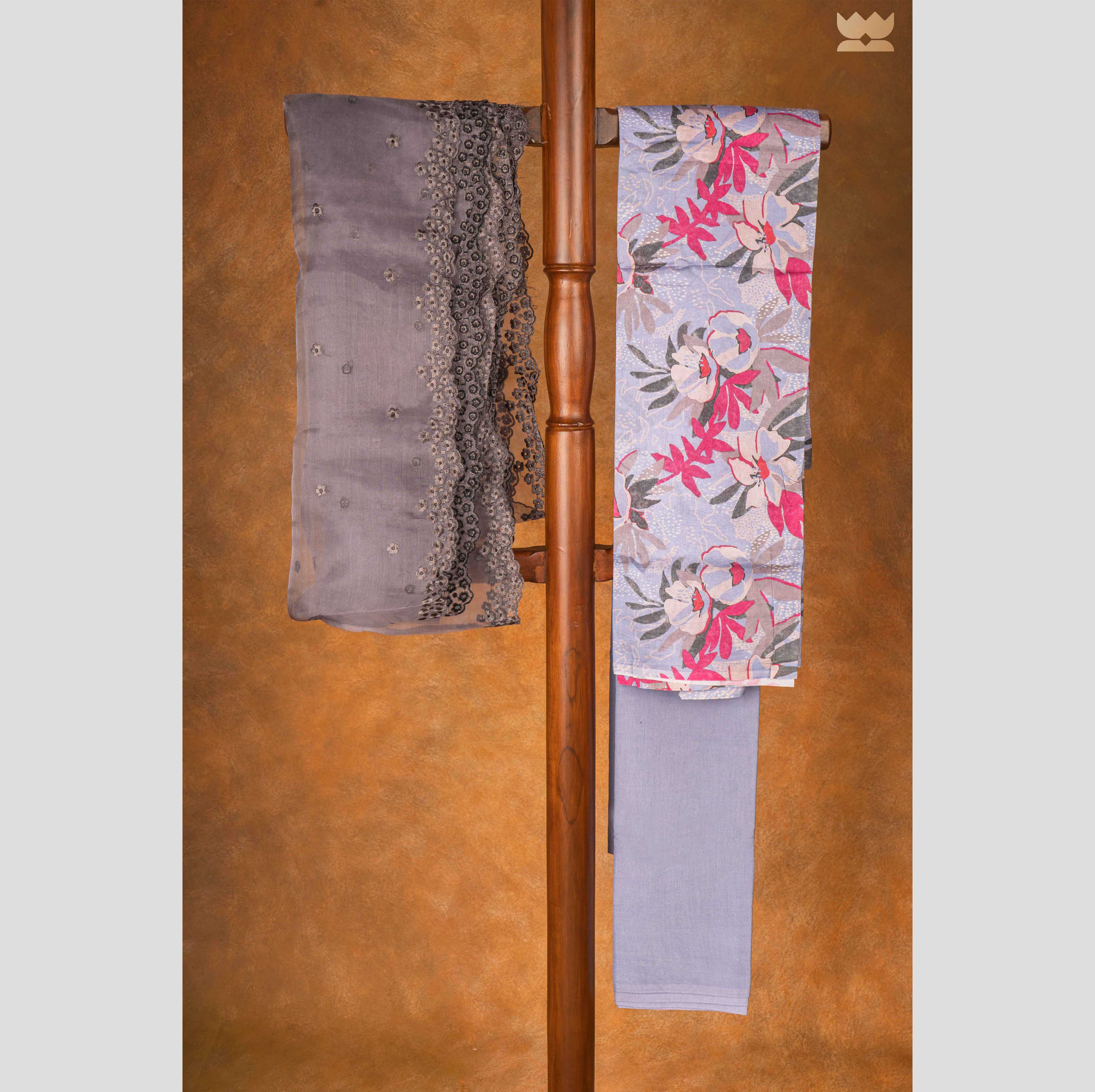 Purple Muse Art Silk Suit with Organza Dupatta