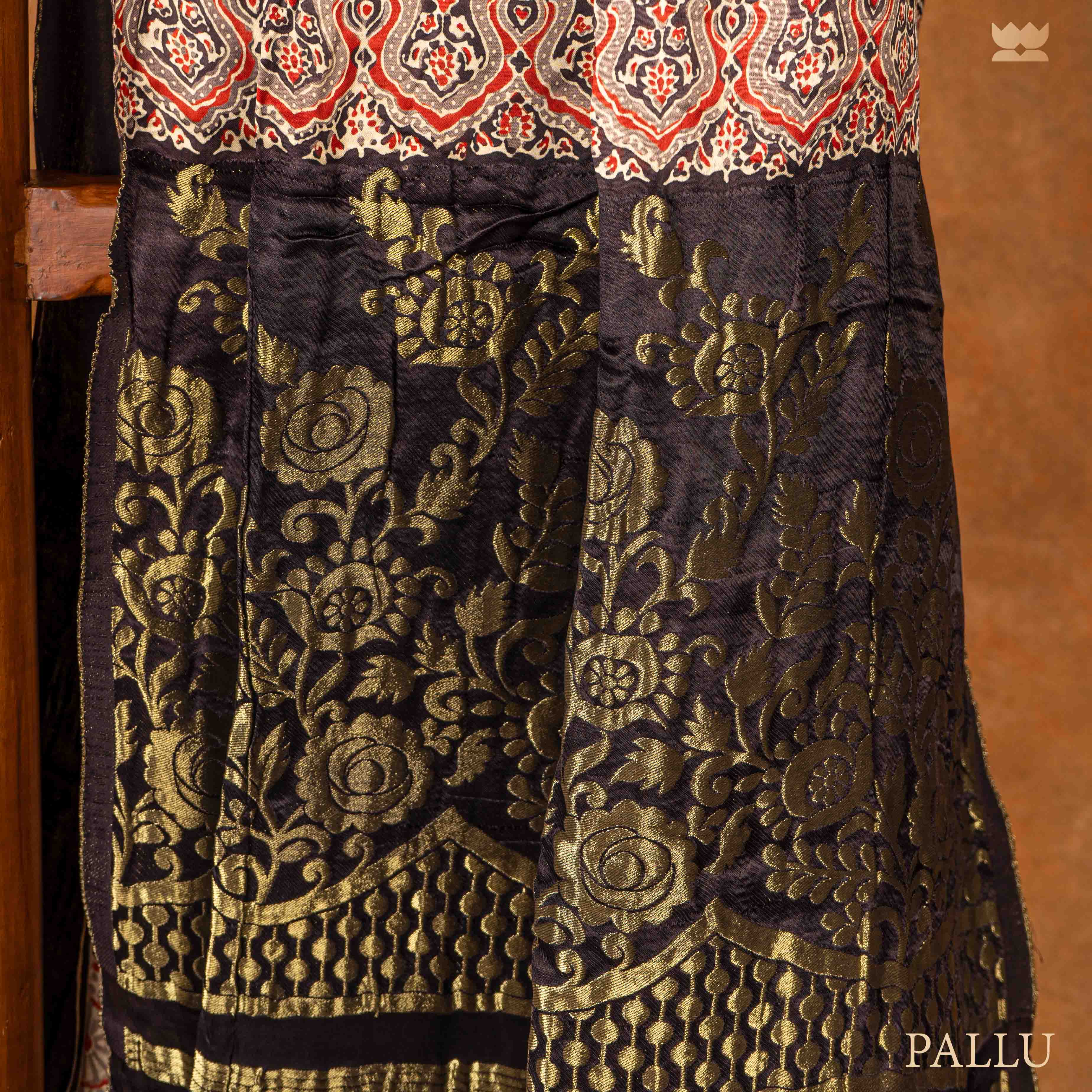 Ajrakh Twilight Elegance Modal Silk Sarees