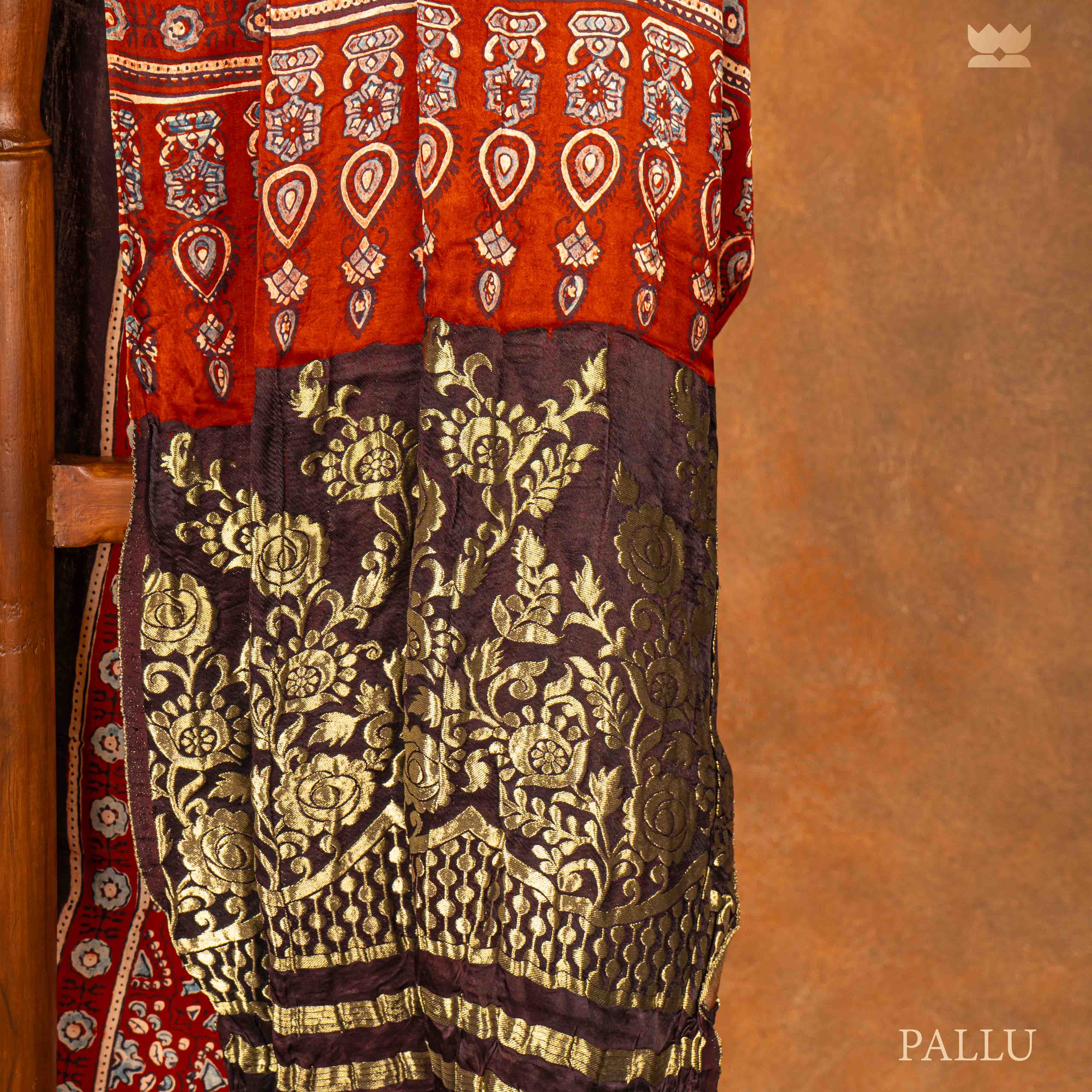 Ajrakh Rustic Shimmer Modal Silk Sarees