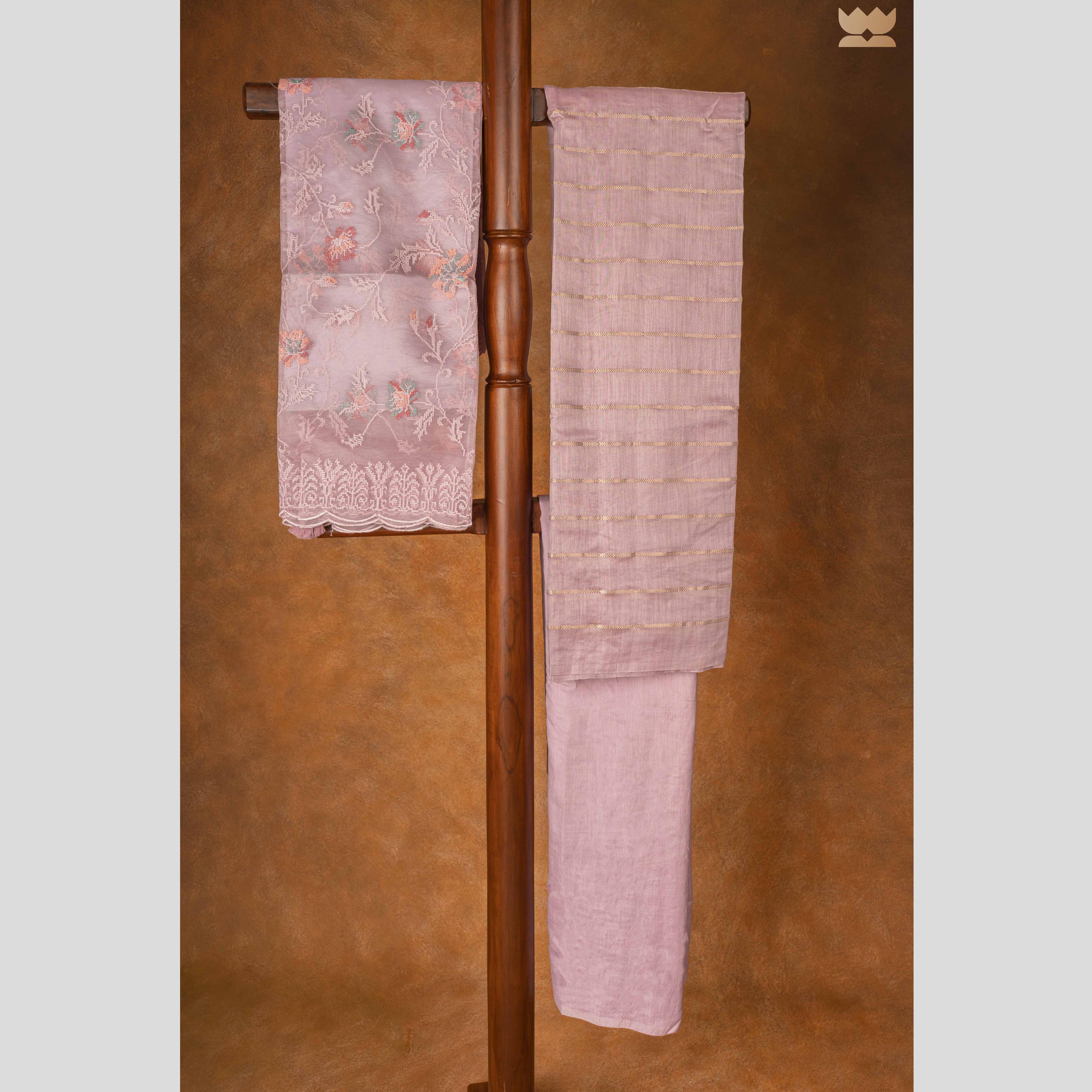 Pink Chanderi Suit with Organza Dupatta