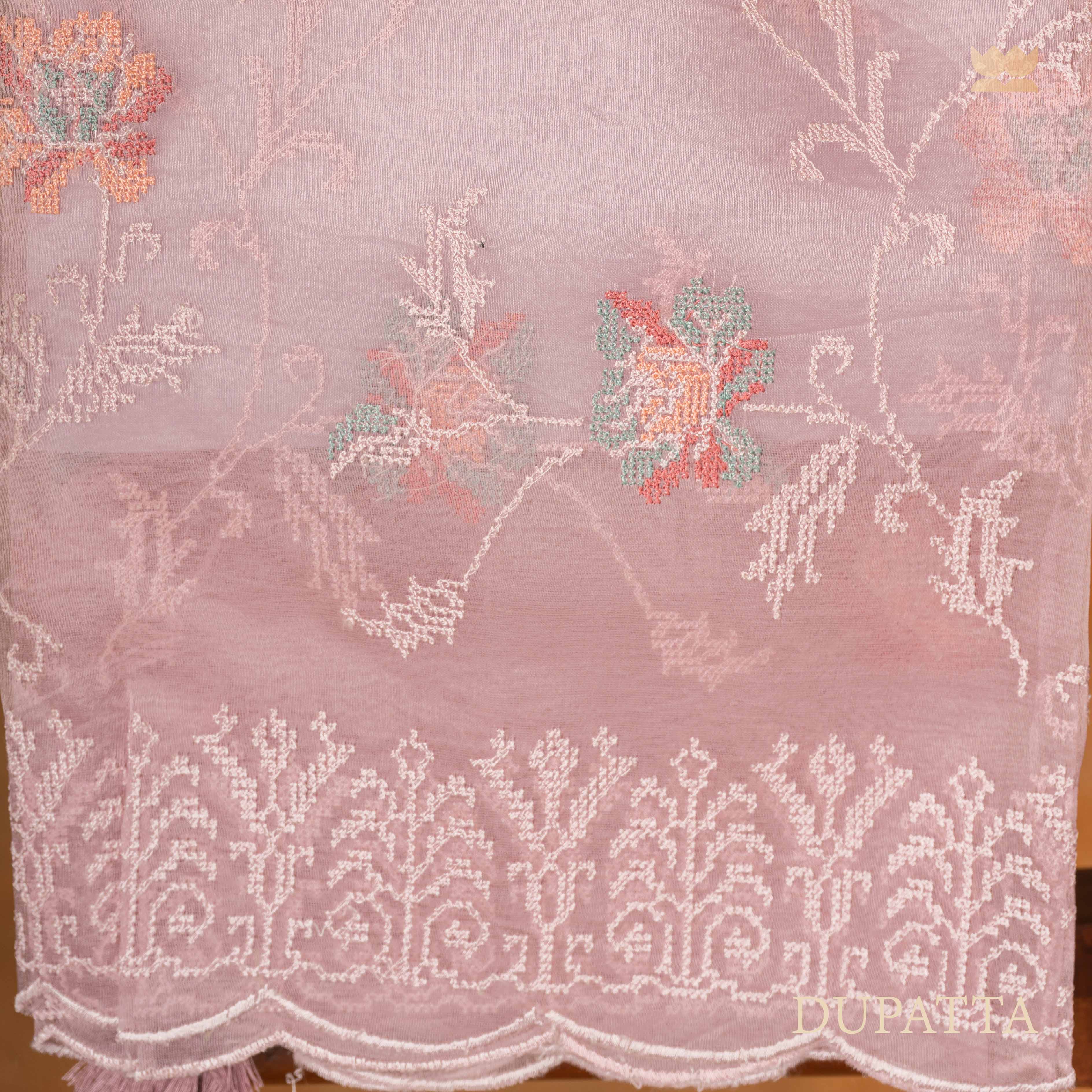 Pink Chanderi Suit with Organza Dupatta