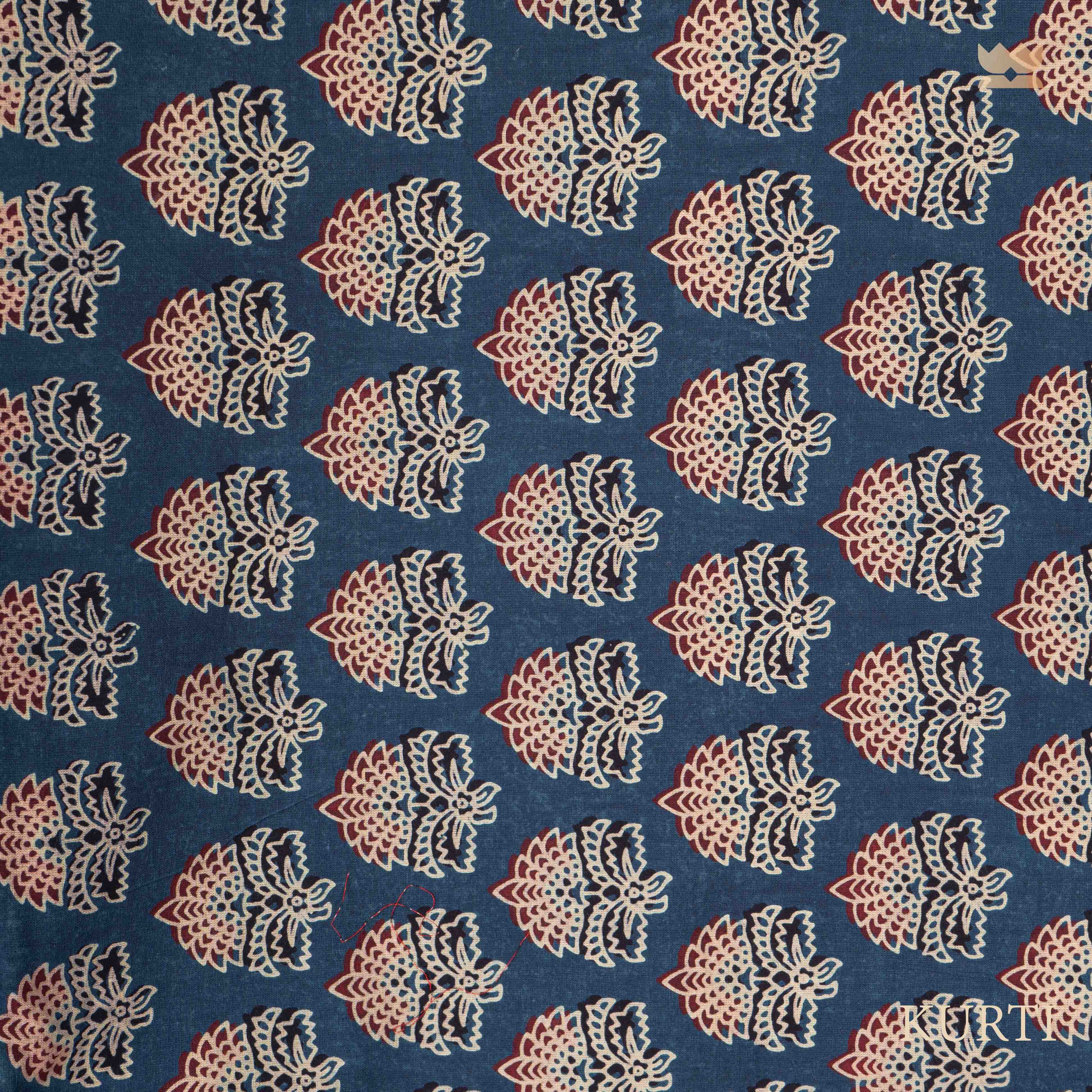 Ajrakh Cotton Suit Set - Navy Blue