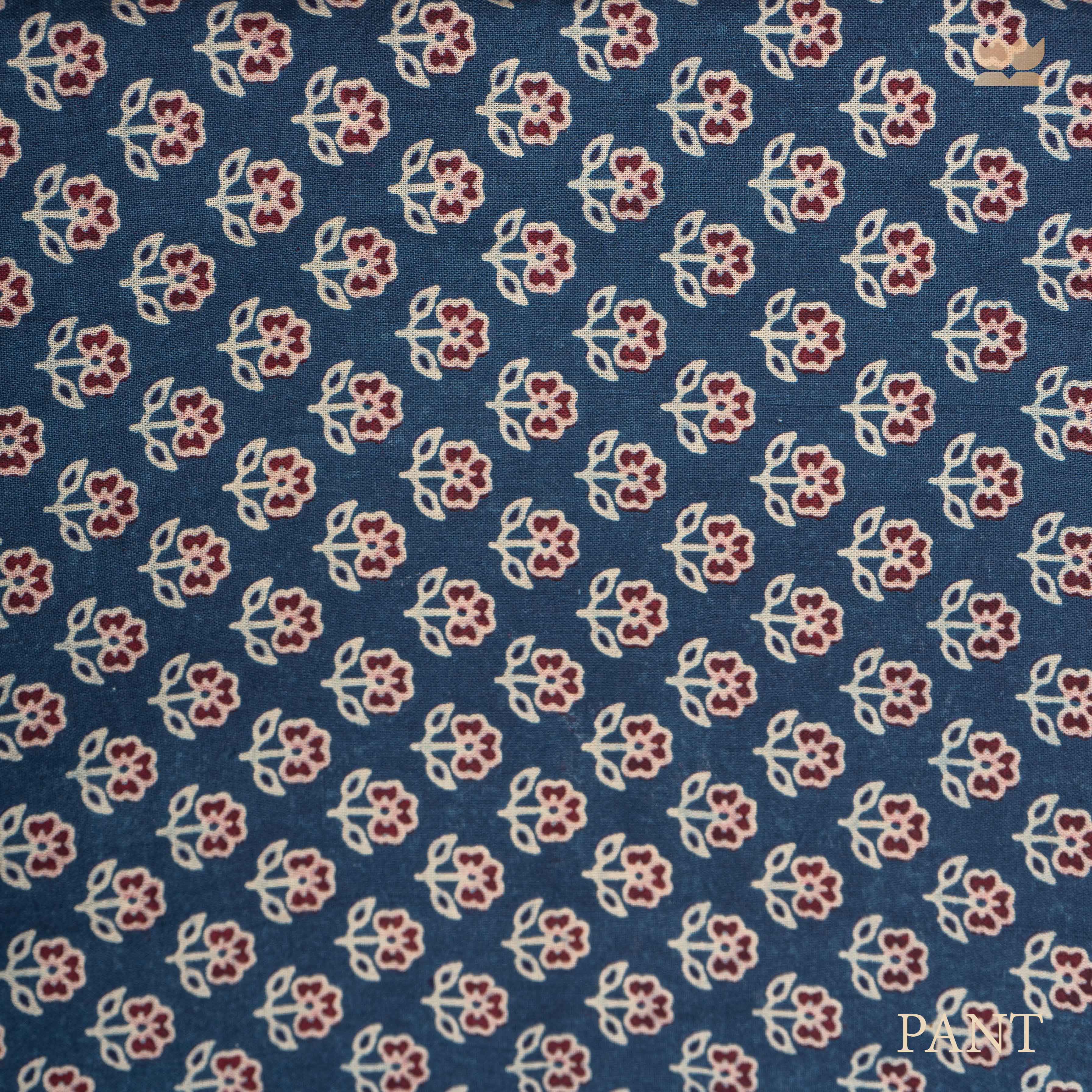 Ajrakh Cotton Suit Set - Navy Blue