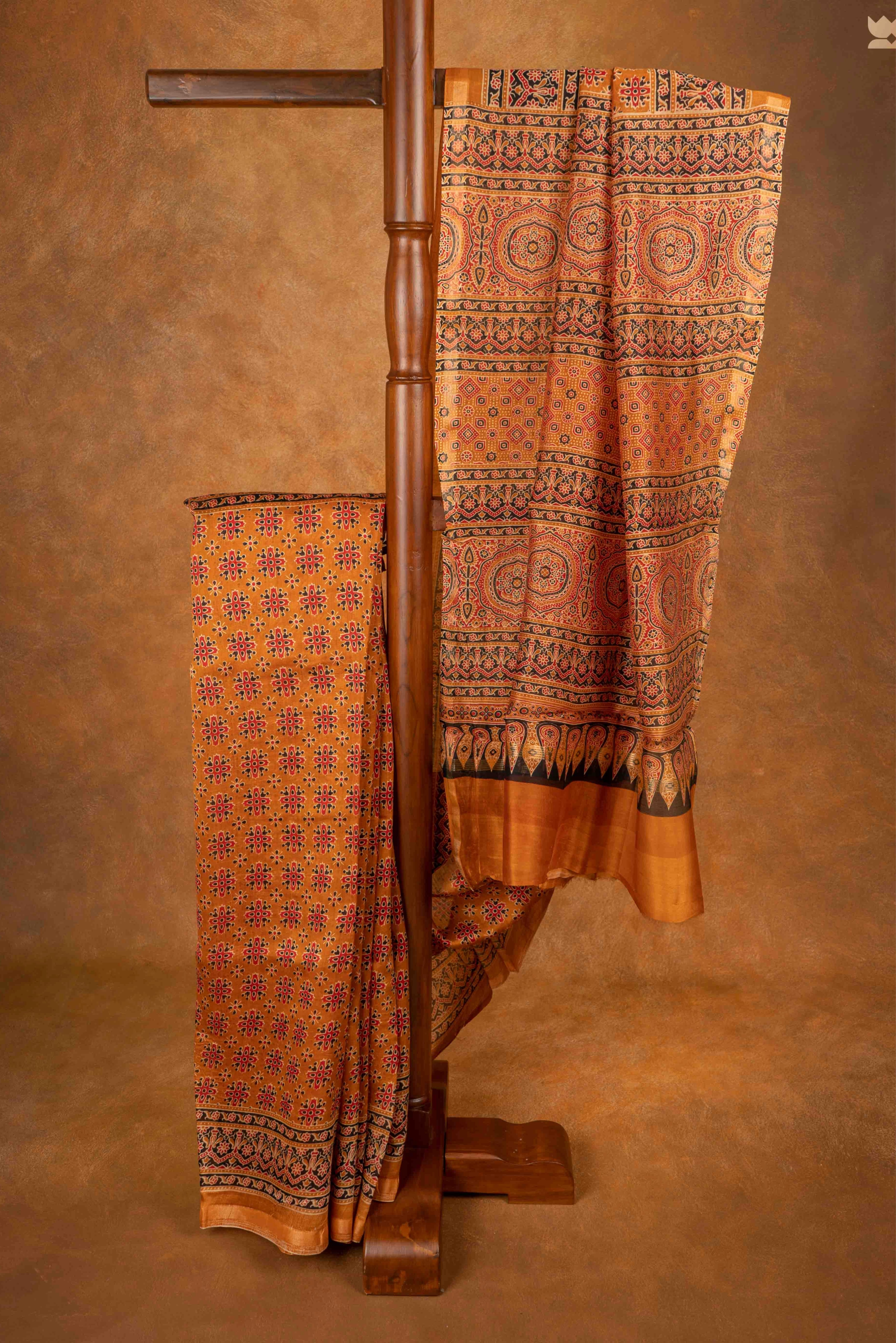 Ajrakh Mystic Vibes Chanderi Cotton Sarees