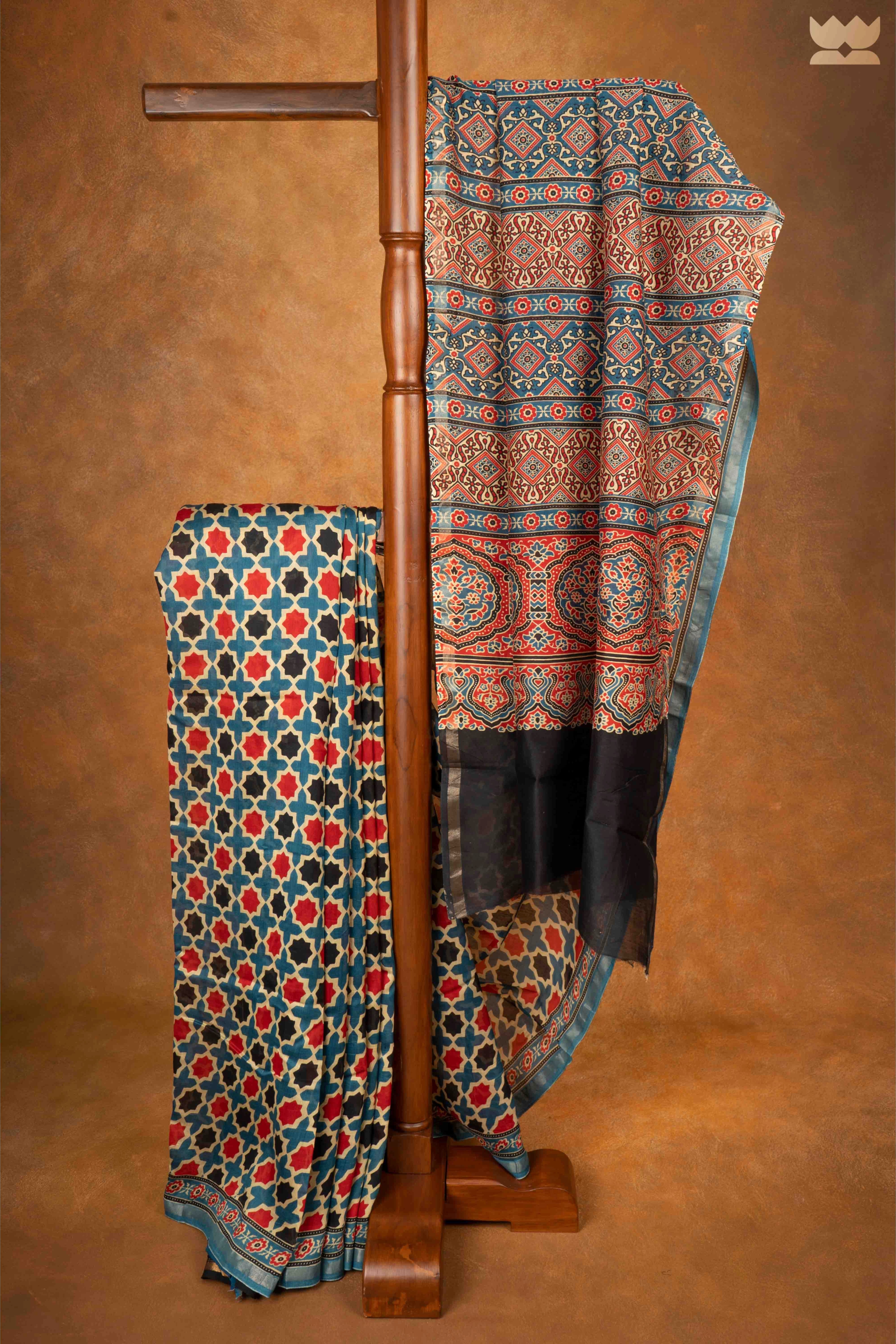 Ajrakh Nomad Chic Chanderi Cotton Sarees