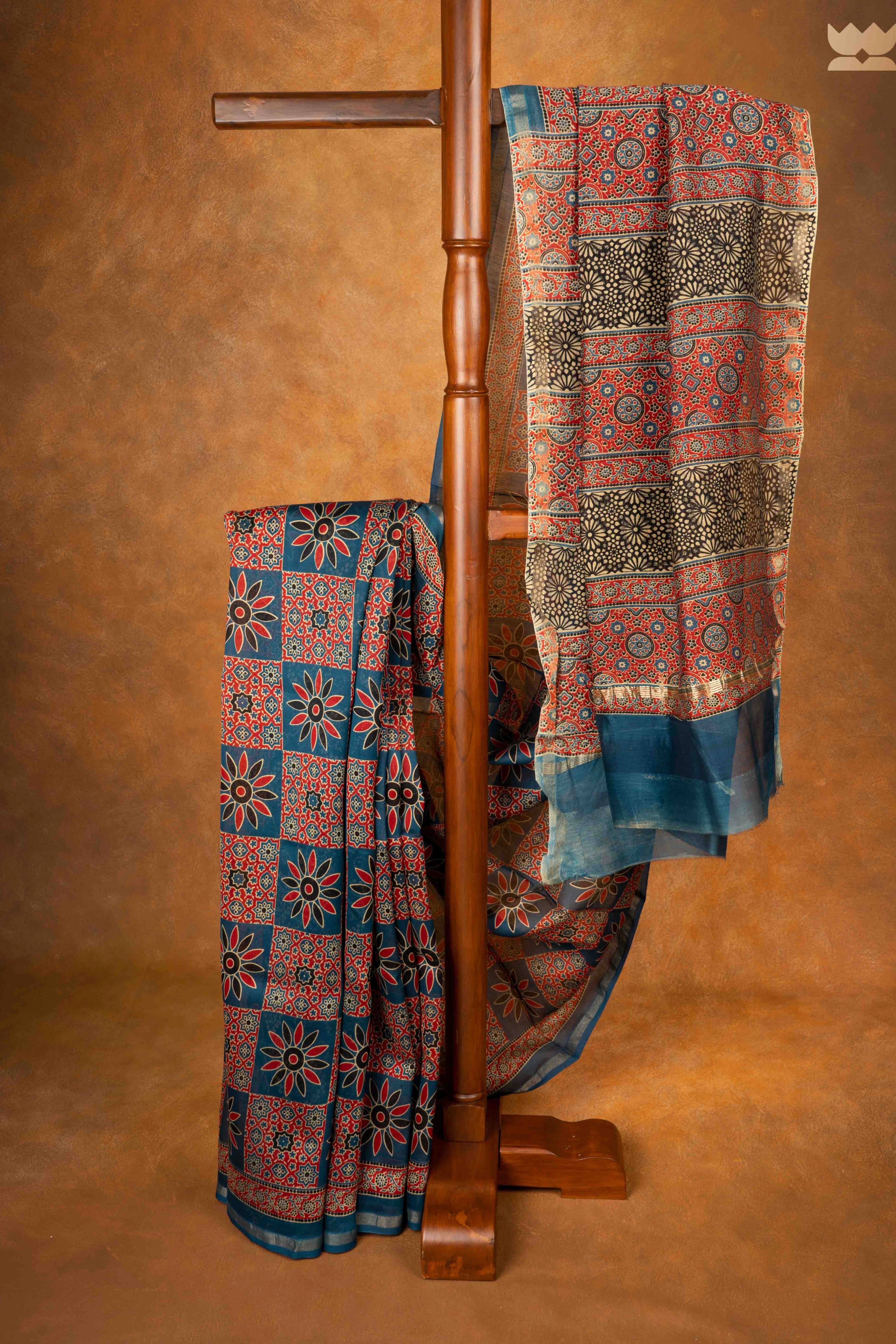 Ajrakh Rustic Harmony Chanderi Cotton Sarees