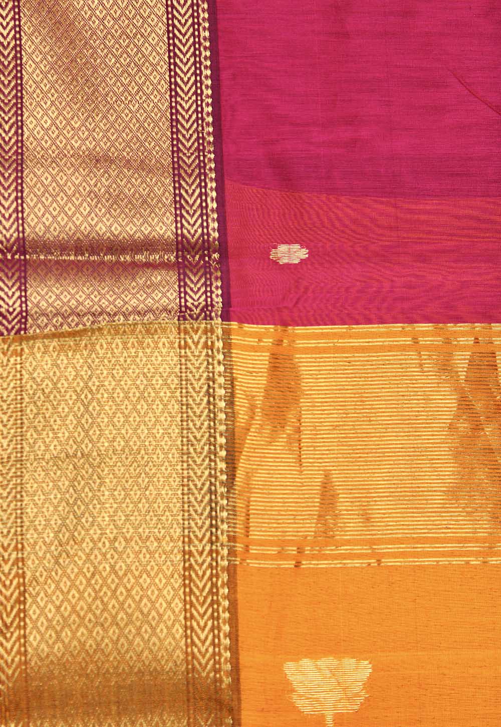 Magenta Maheshwari Saree with Lotus Booti