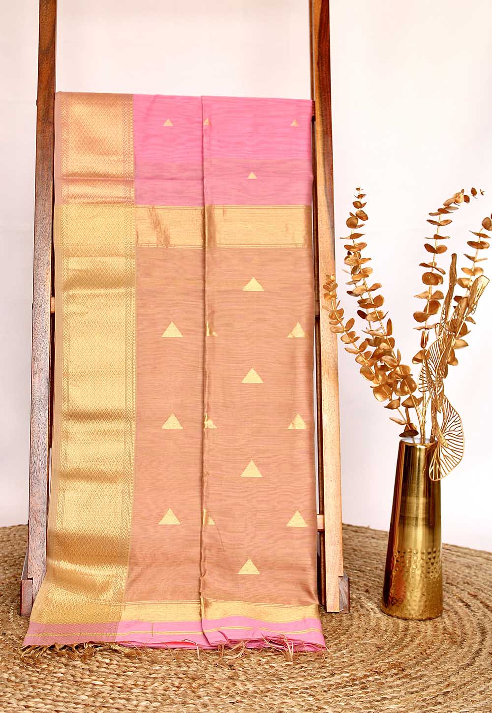 Baby Pink Maheshwari Saree