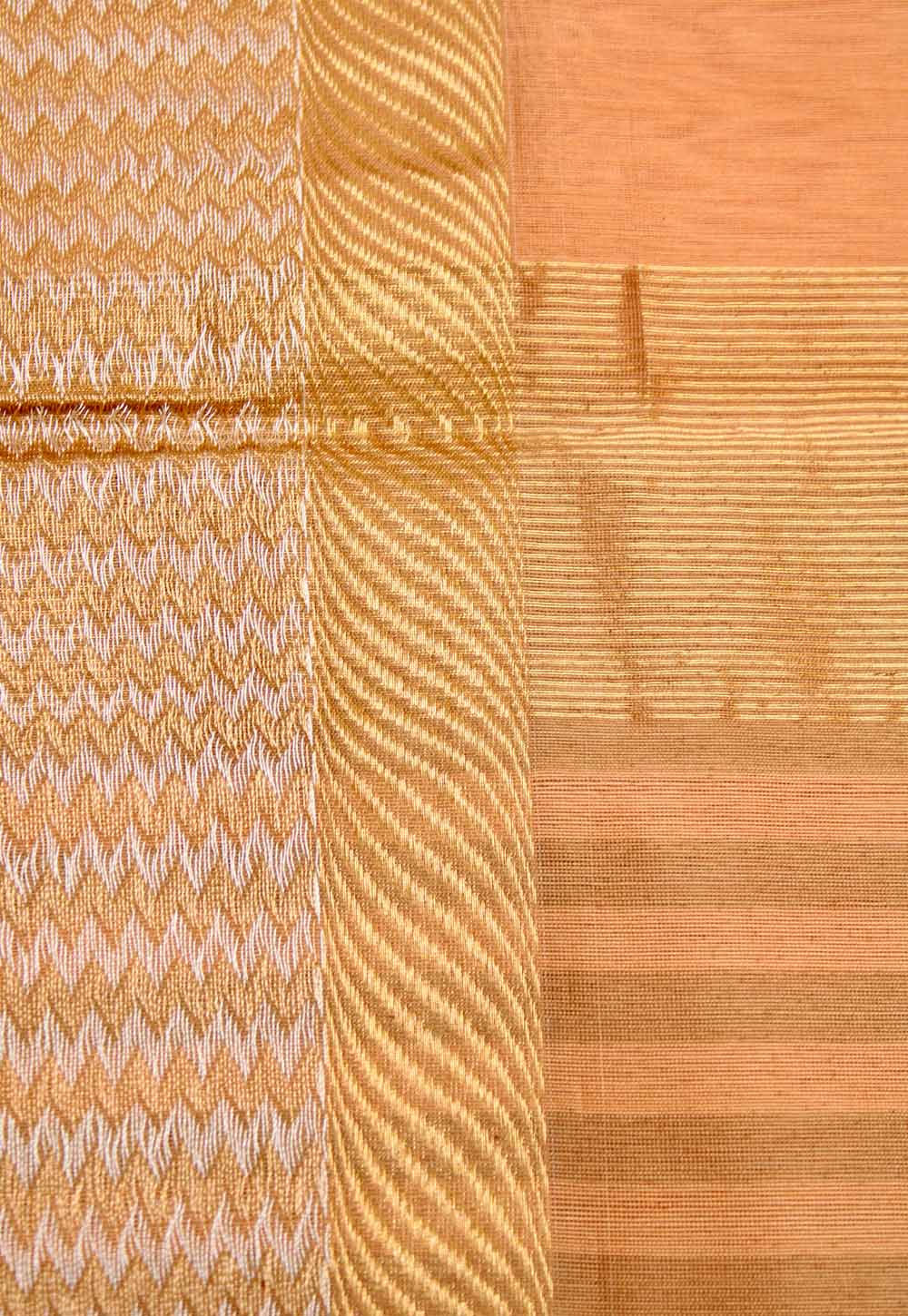 Sand Plain Maheshwari Saree with Golden Stripe Pallu