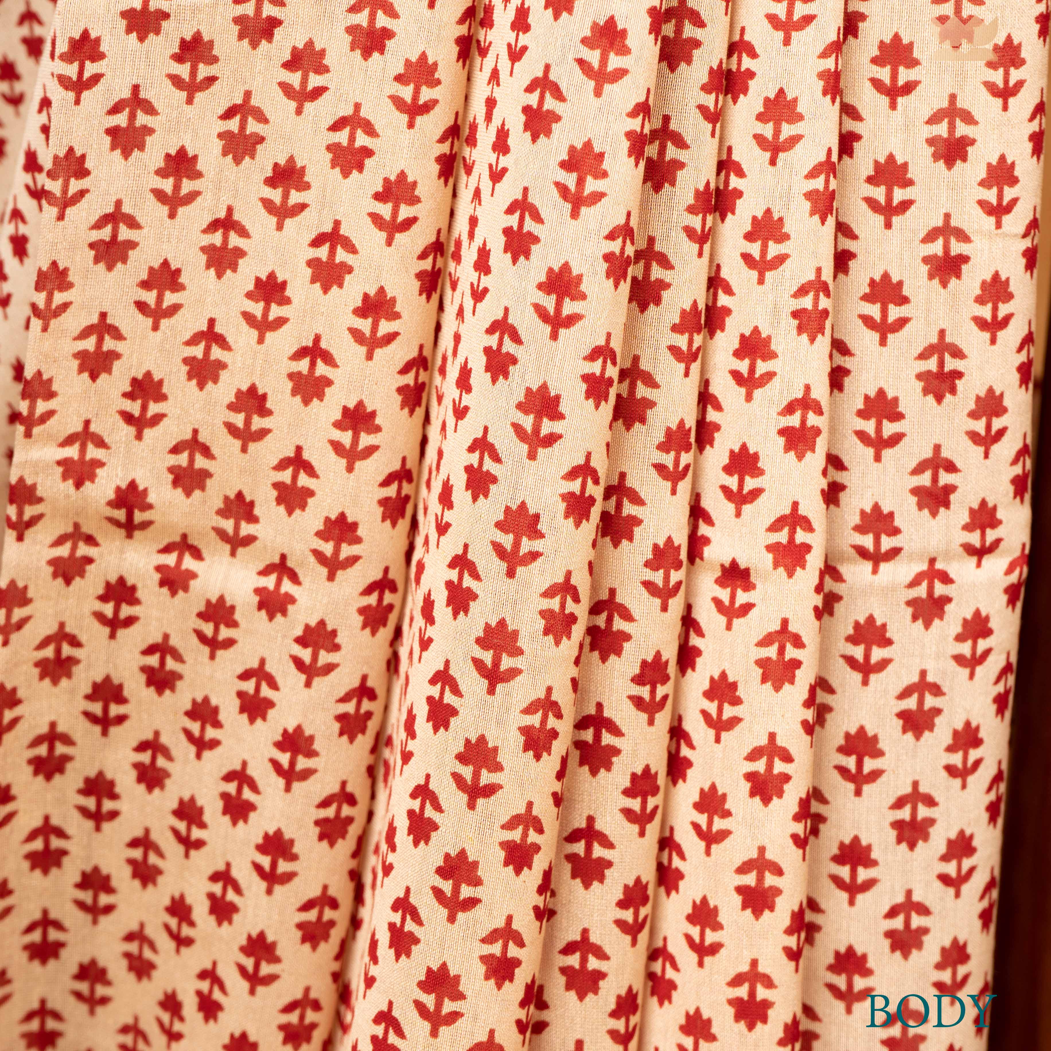 Bagru Sandy Glow Chanderi Cotton