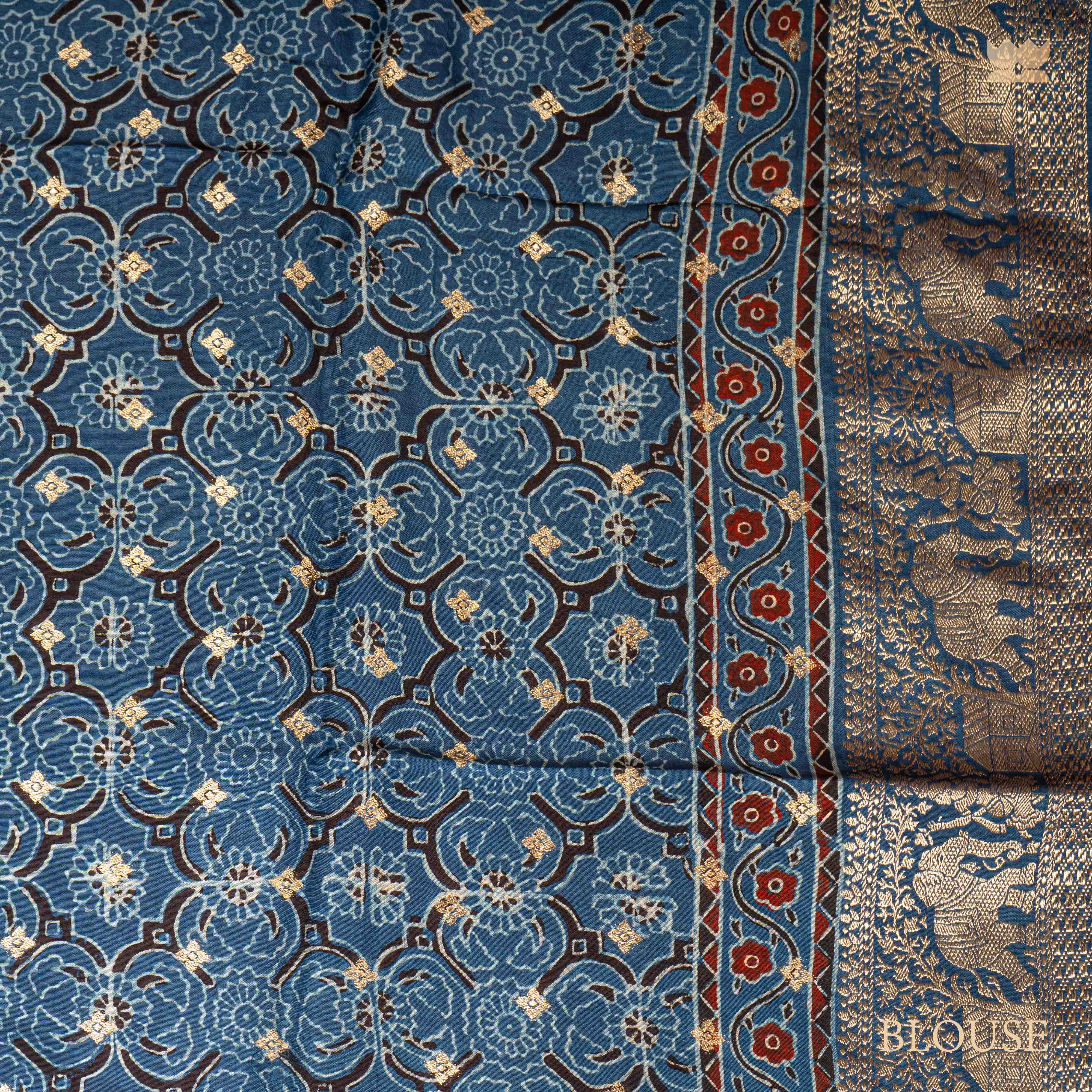 Ajrakh Amber Tide Dola Silk