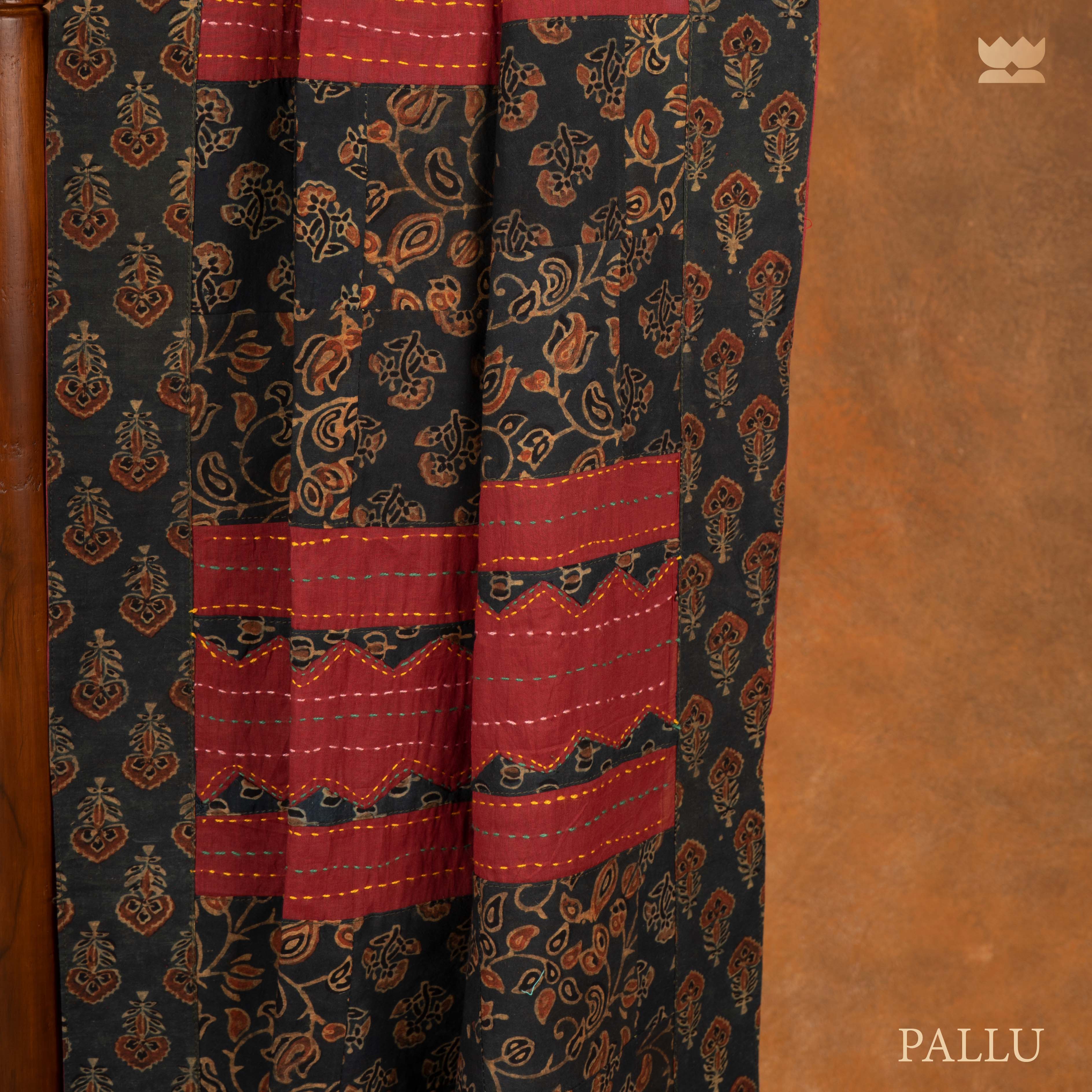 Khwab Ajrakh Patchwork Saree