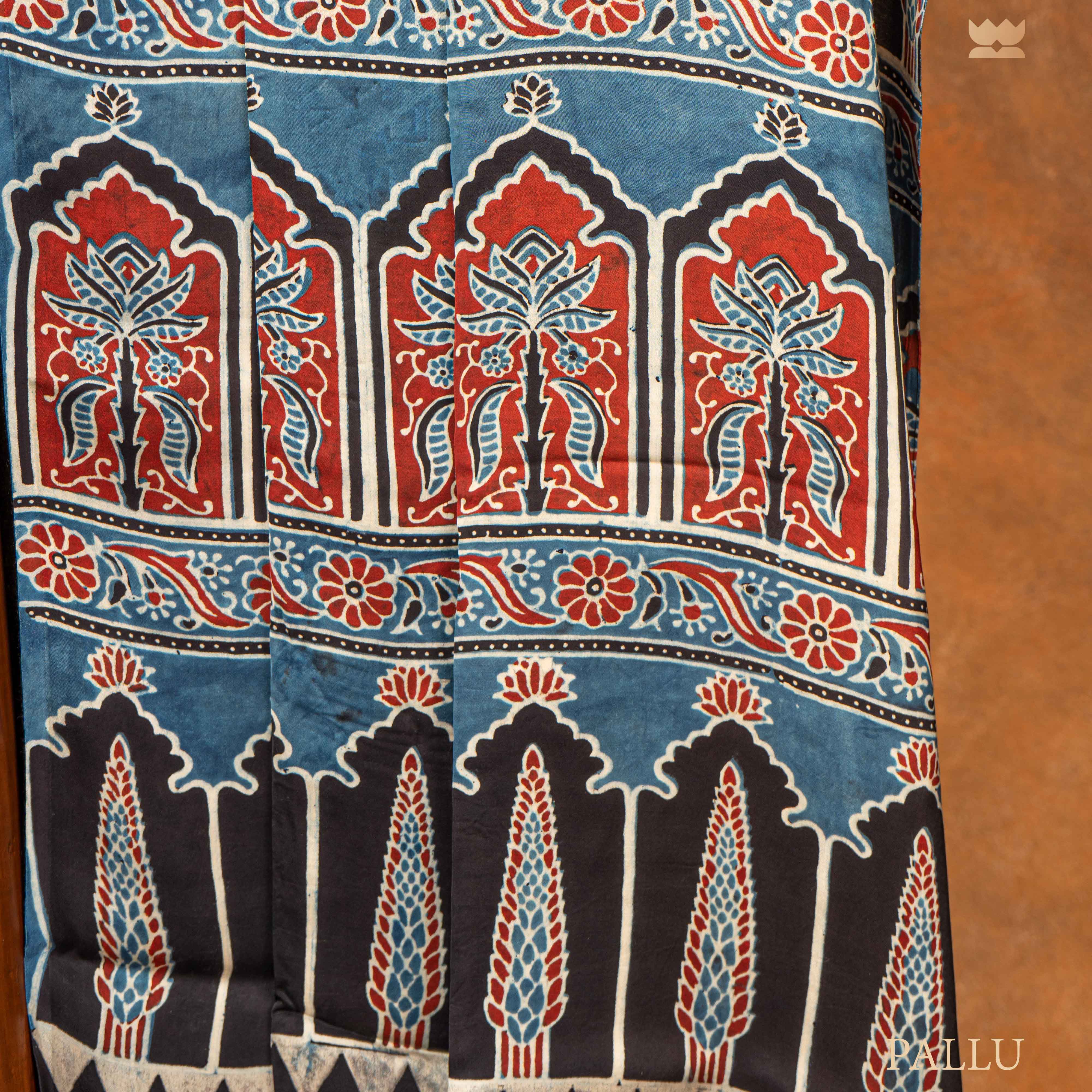 Neelambari Ajrakh Modal Silk