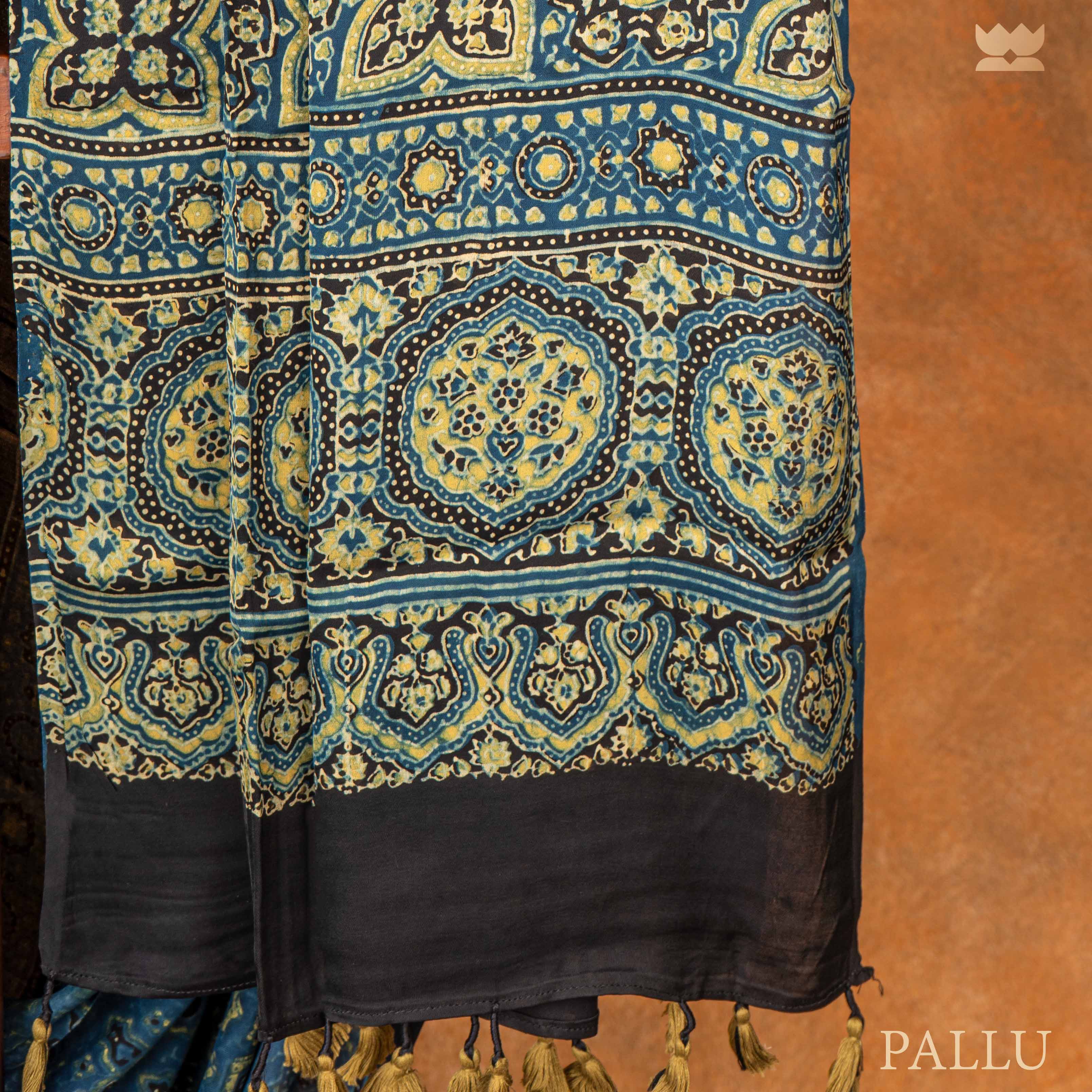 Ajrakh Silk Aurora Modal Silk Sarees