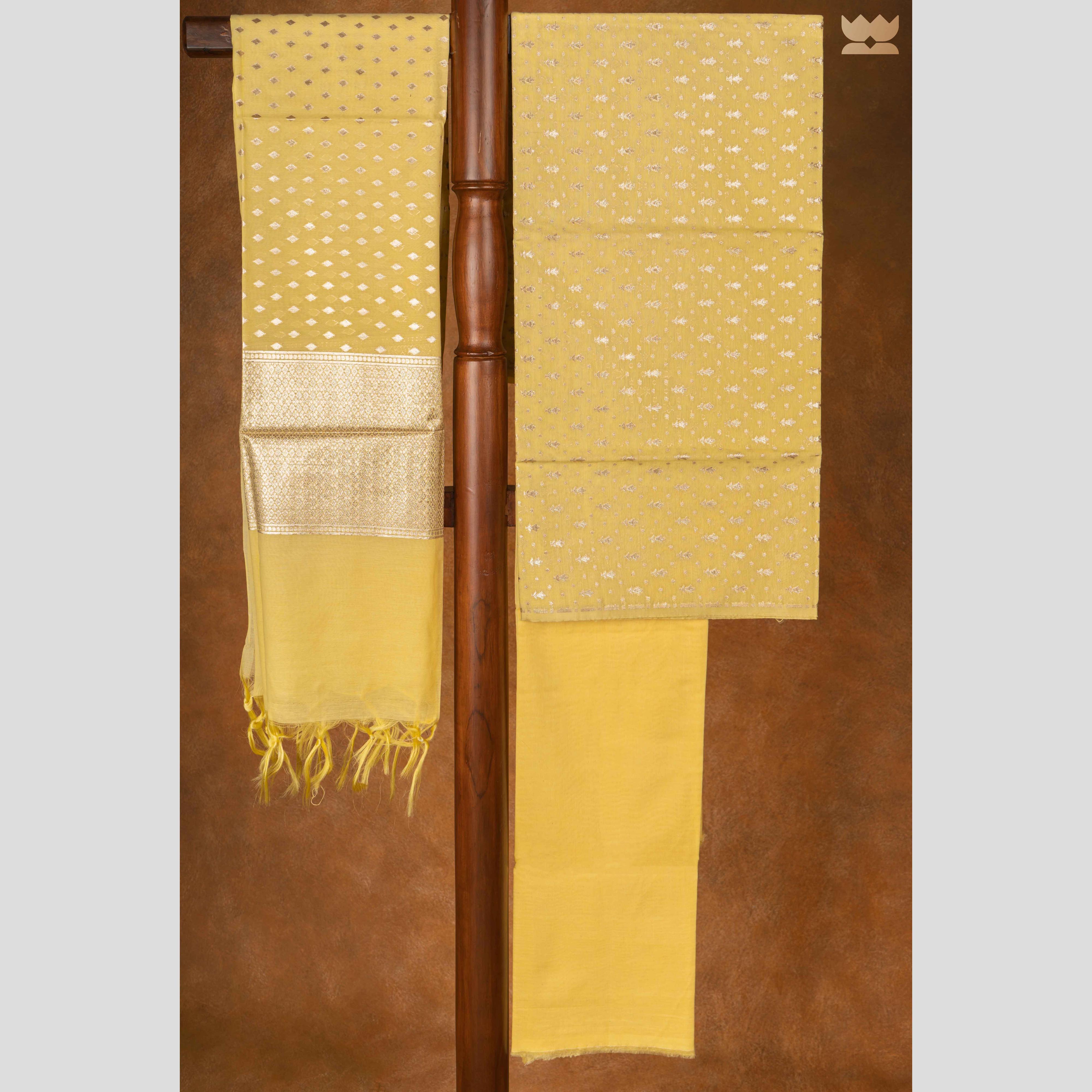 Mustard Art Silk Banarasi Suit Set
