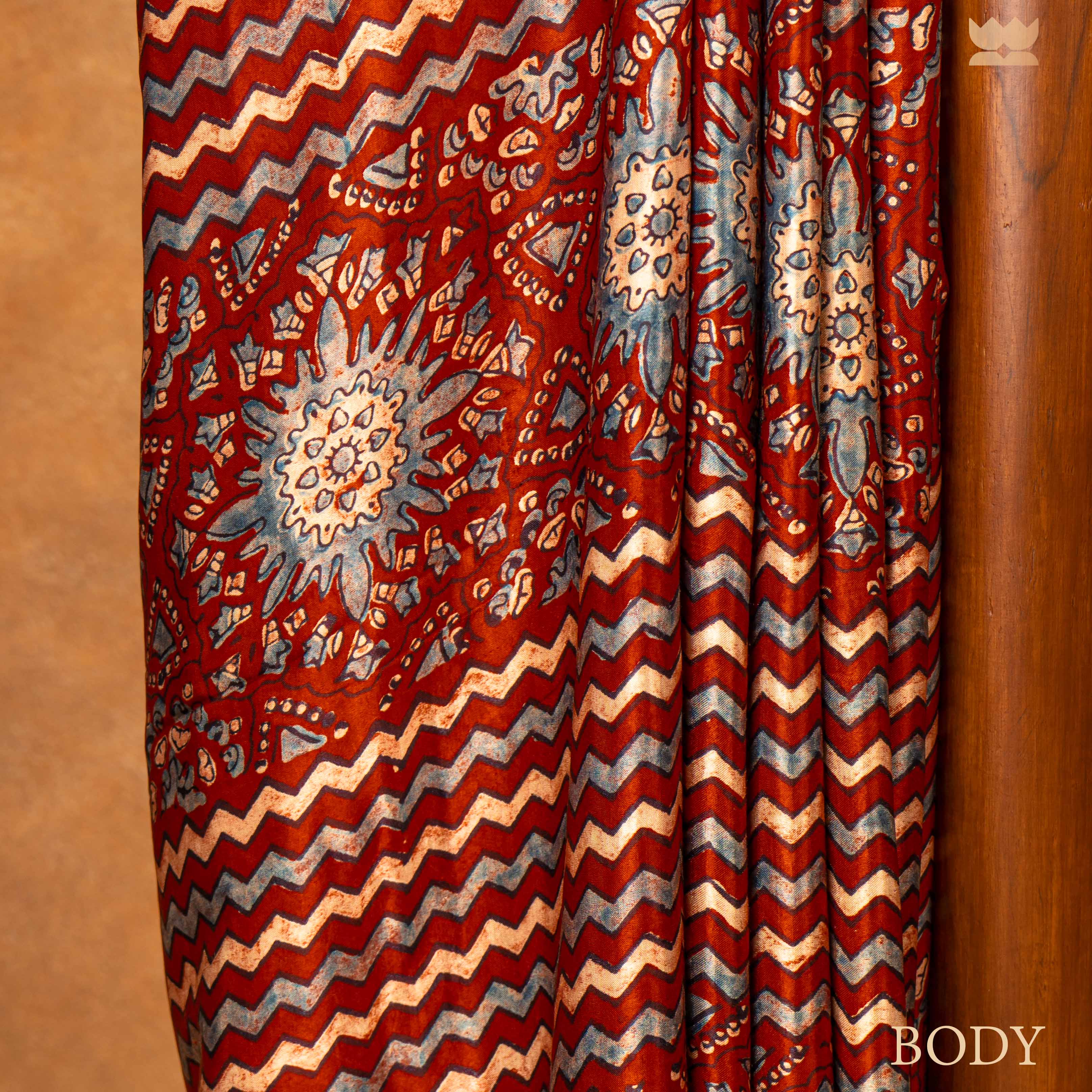 Ajrakh Rustic Shimmer Modal Silk Sarees