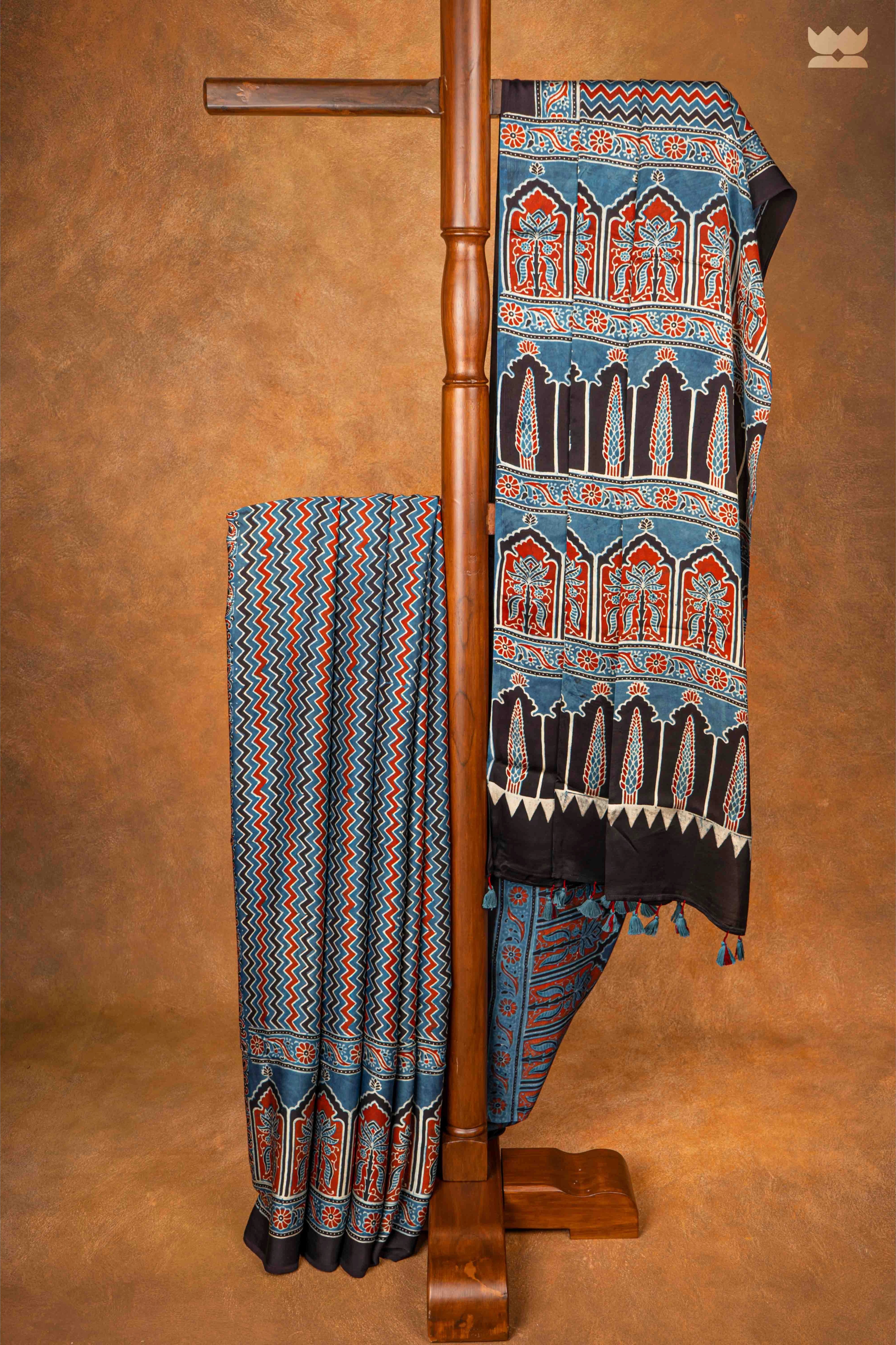 Neelambari Ajrakh Modal Silk