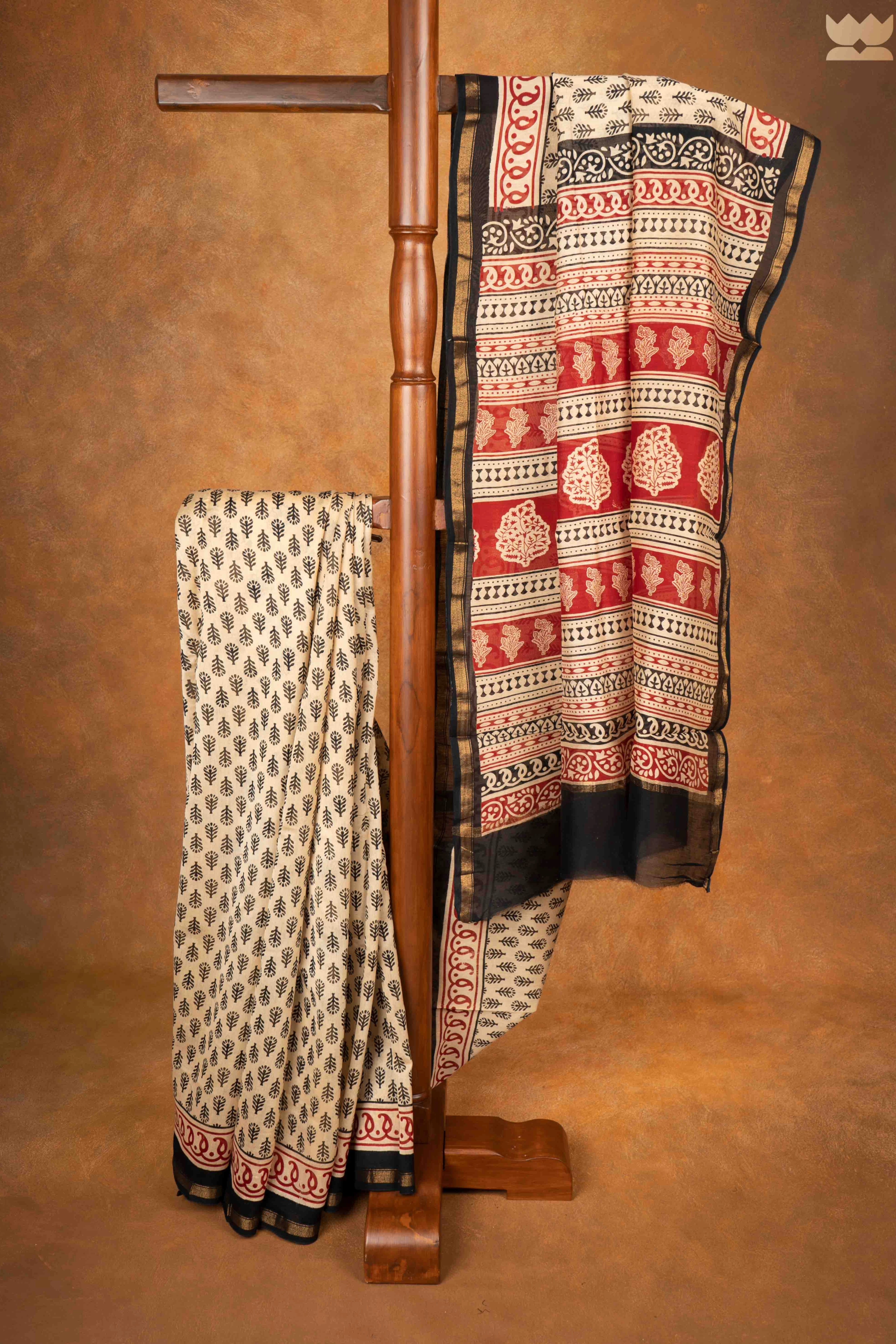 Bagru Soft Hues Chanderi Cotton
