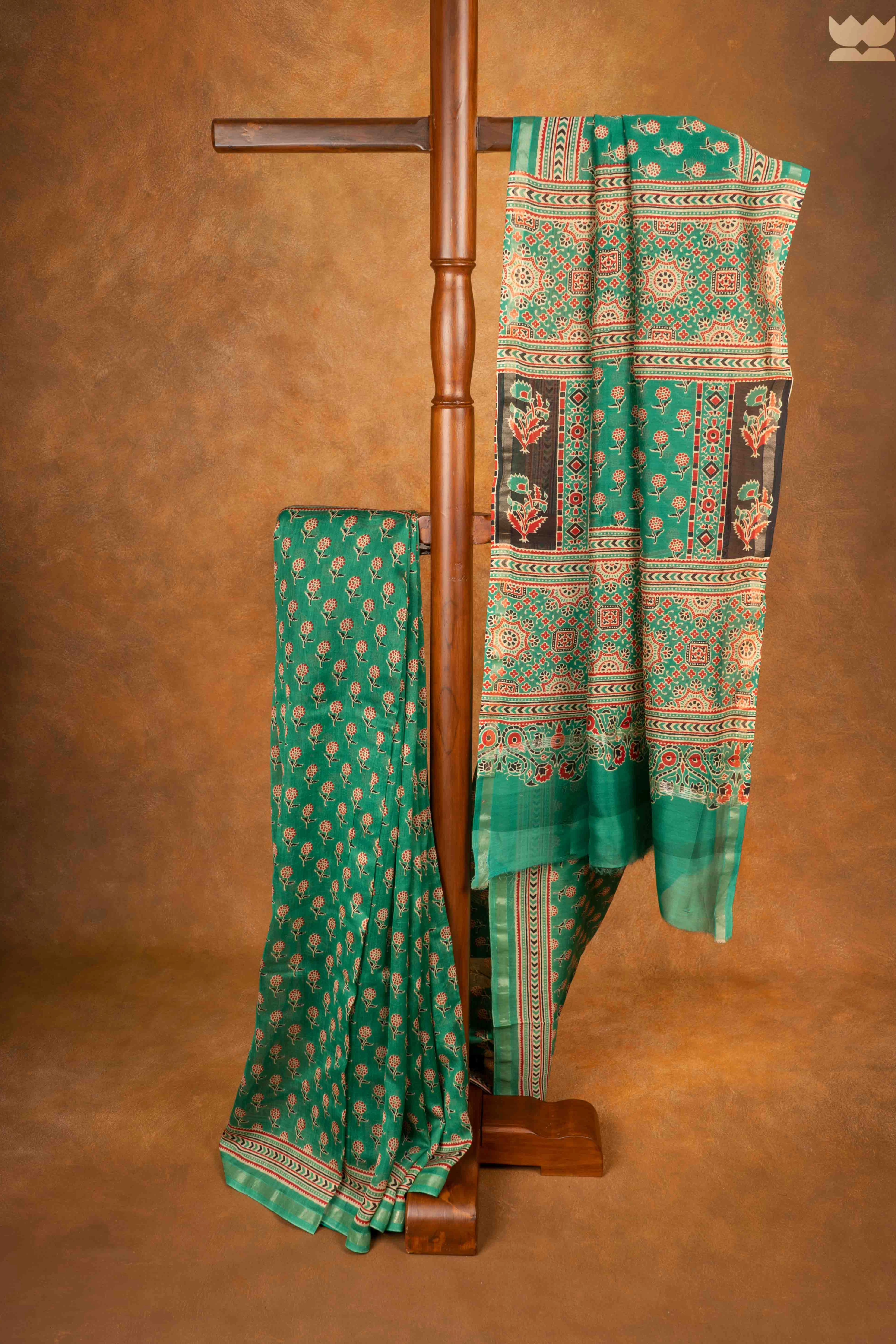 Ajrakh Terra Grace Chanderi Cotton Sarees
