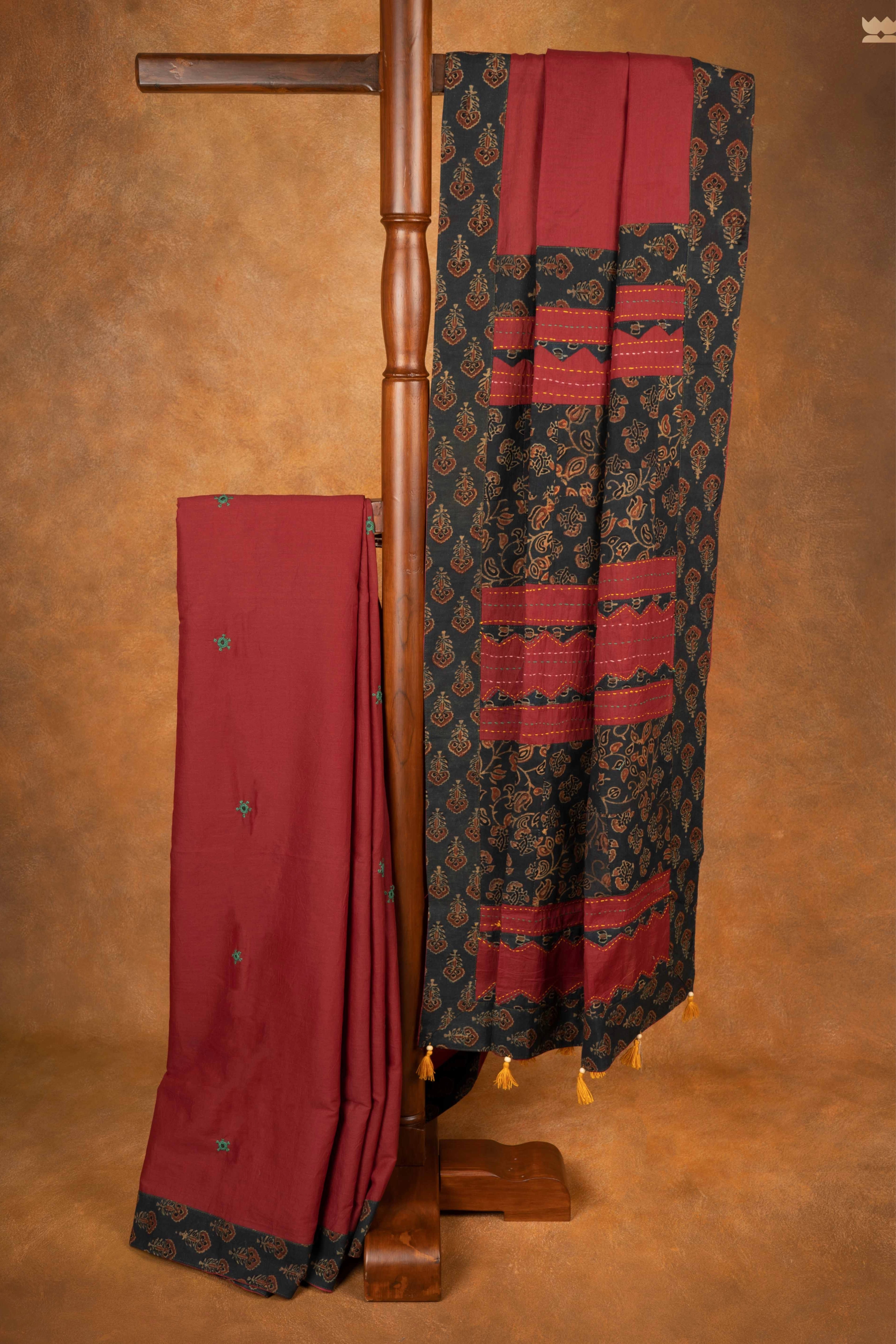 Khwab Ajrakh Patchwork Saree