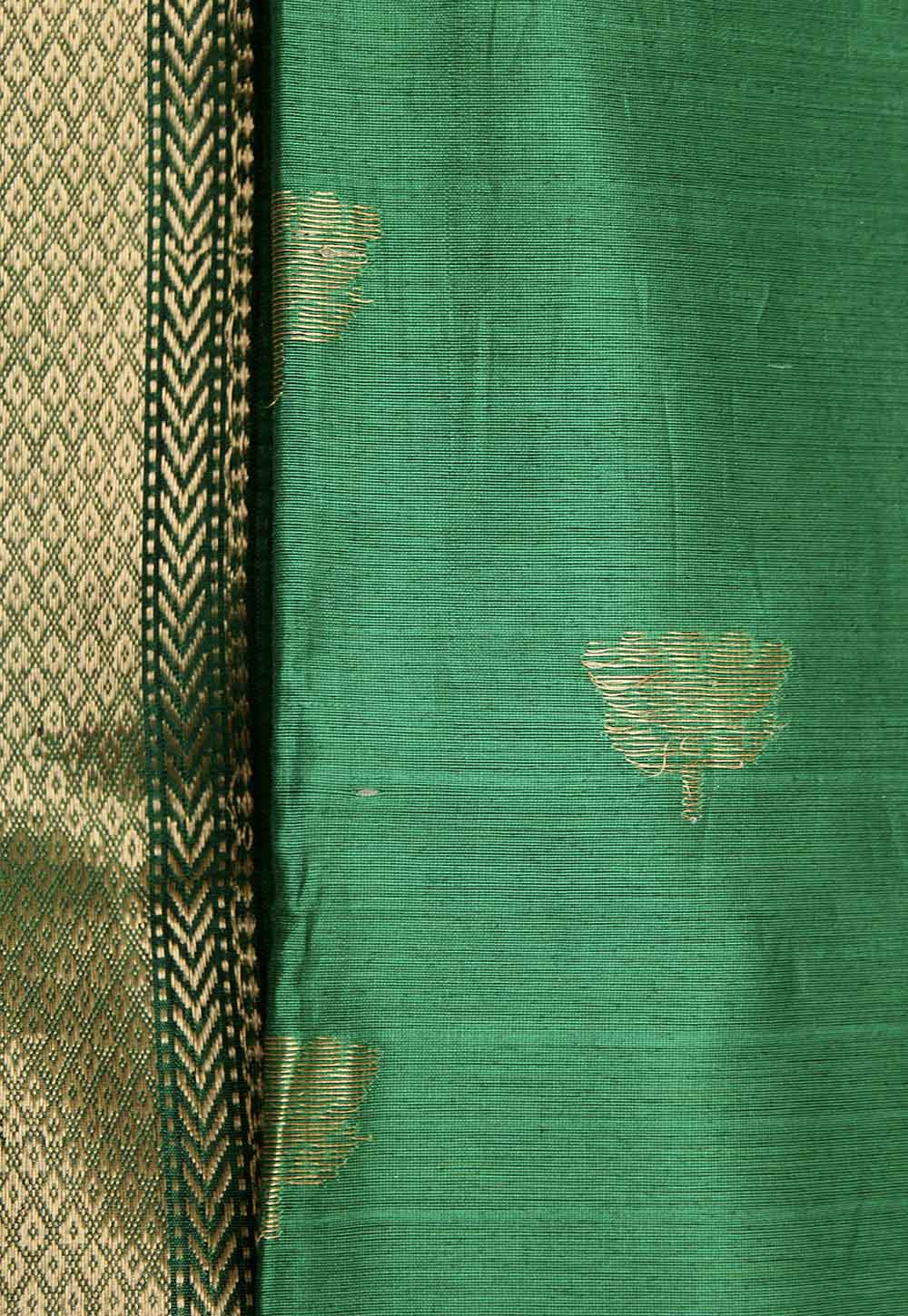 Lemon Yellow Maheshwari Saree with Lotus Booti