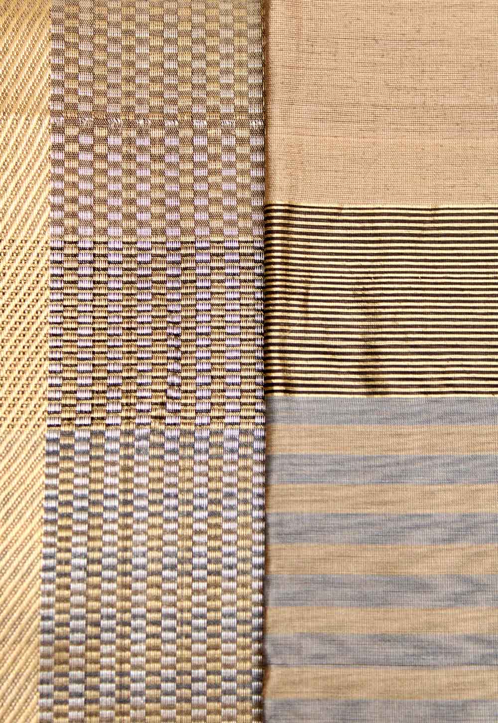 Grey Plain Maheshwari Saree with Golden Stripe Pallu