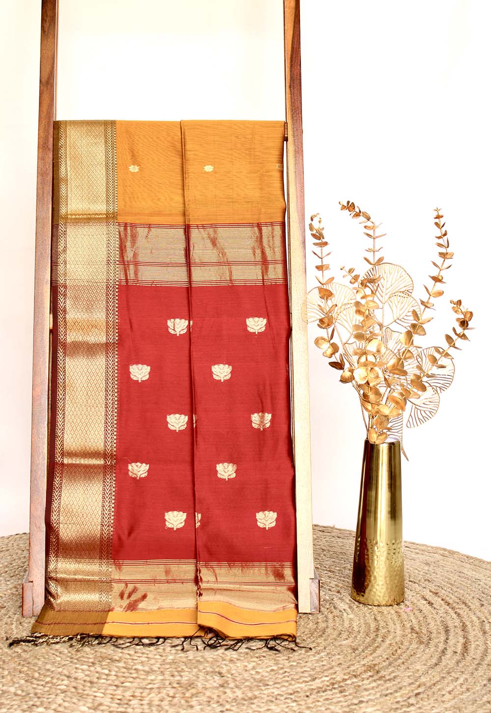 Mustard Maheshwari Saree